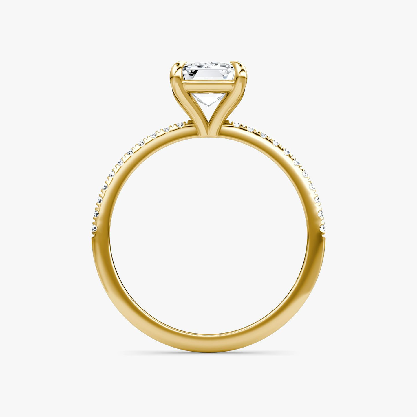 The Petite 4-Prong Solitaire | Emerald | 18k | Yellow Gold | bandAccent: Pavé | diamondOrientation: vertical | caratWeight: other