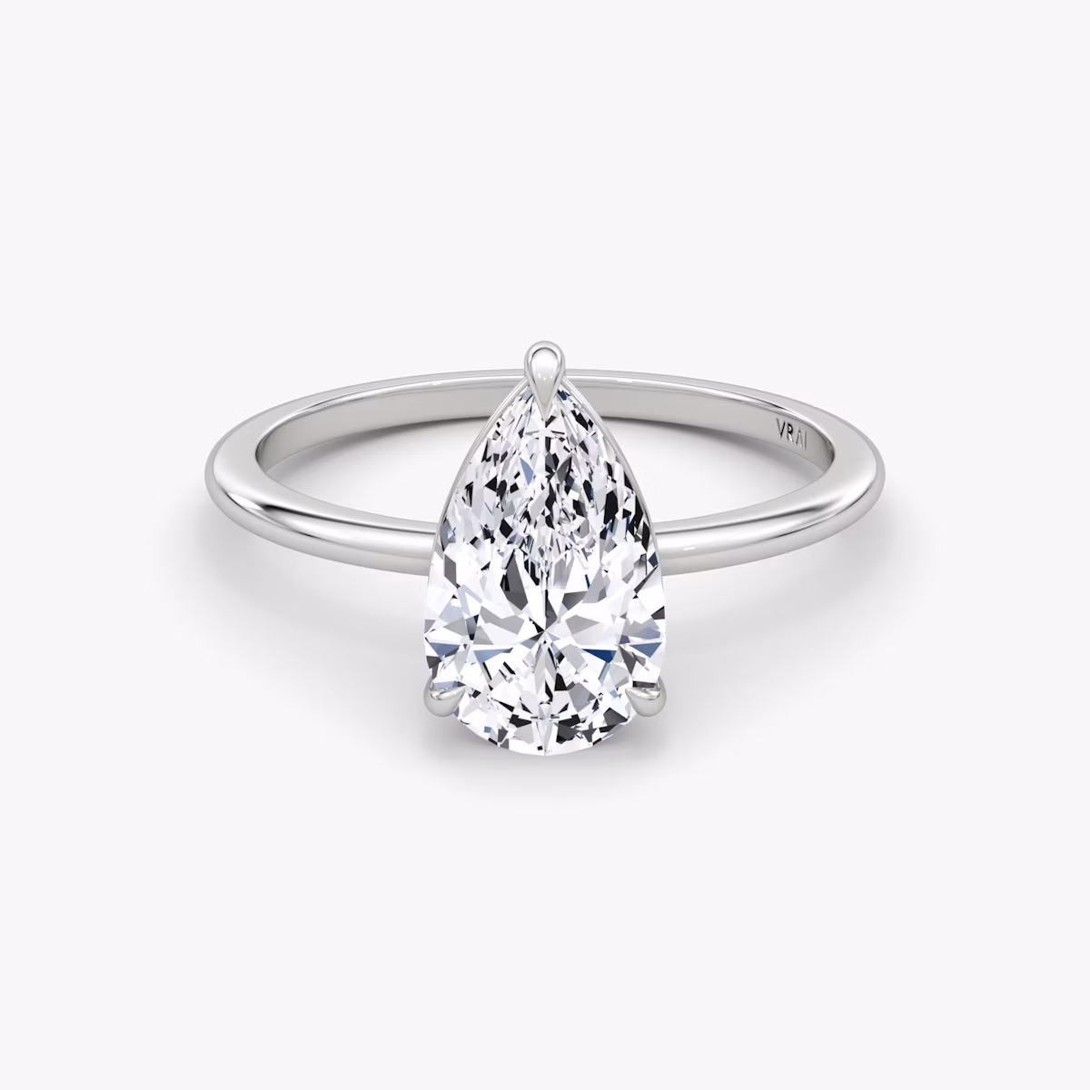 The Petite 4-Prong Solitaire | Pear | 18k | White Gold | bandAccent: Plain | diamondOrientation: vertical | caratWeight: other