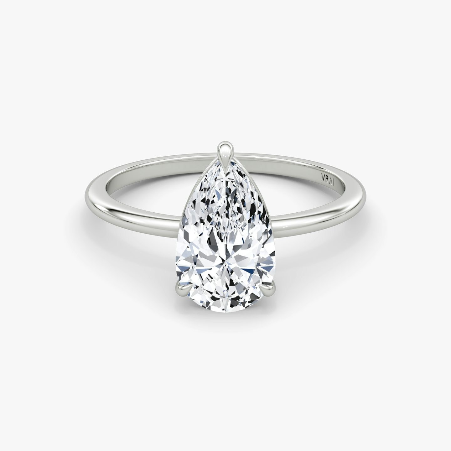 The Petite 4-Prong Solitaire | Pear | 18k | White Gold | bandAccent: Plain | diamondOrientation: vertical | caratWeight: other