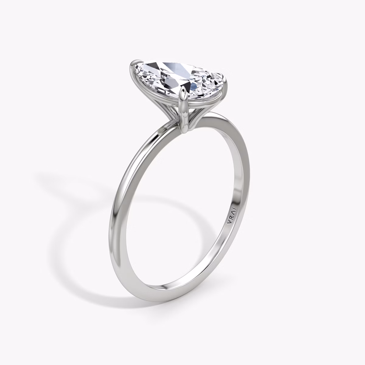 The Petite 4-Prong Solitaire | Pear | 18k | White Gold | bandAccent: Plain | diamondOrientation: vertical | caratWeight: other