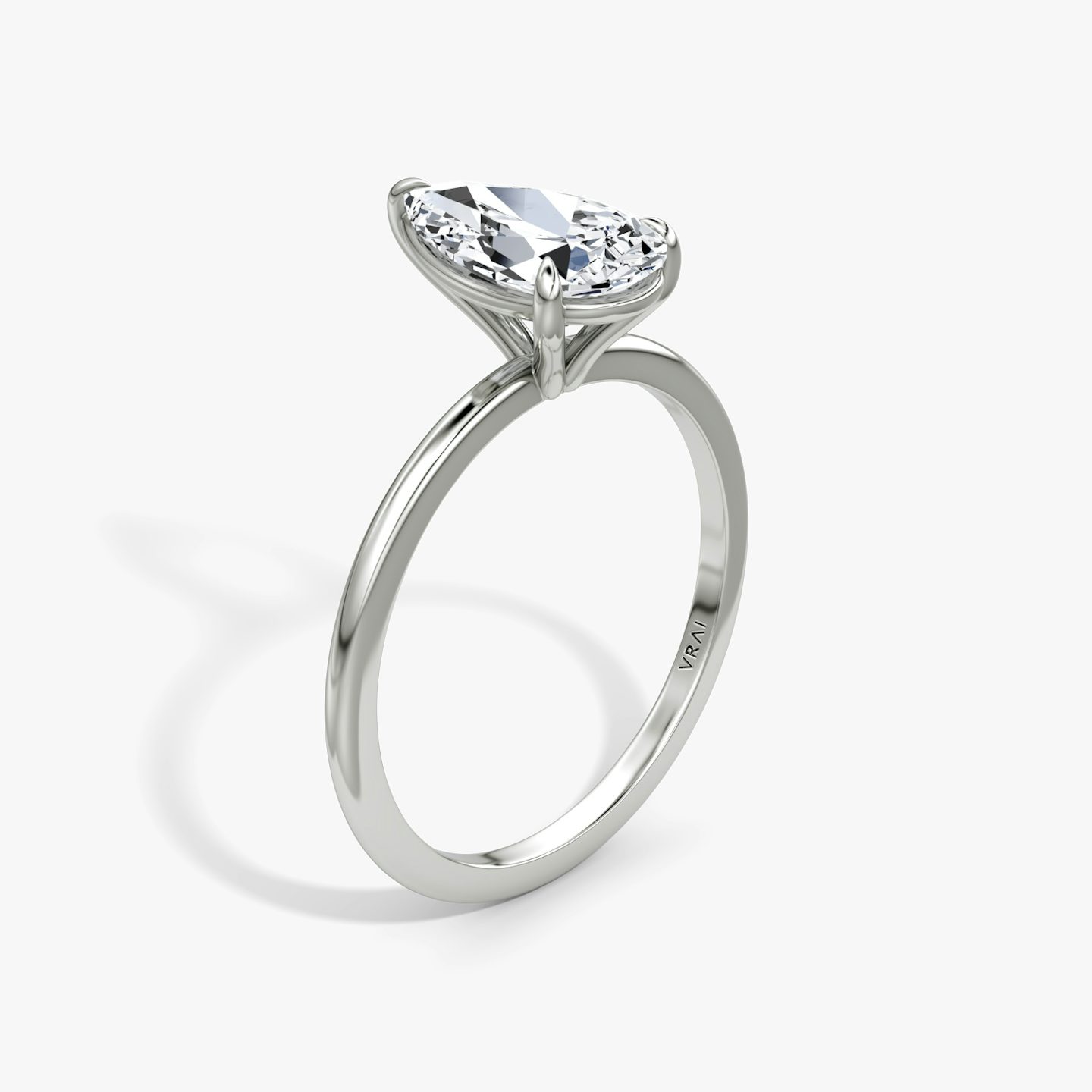The Petite 4-Prong Solitaire | Pear | 18k | White Gold | bandAccent: Plain | diamondOrientation: vertical | caratWeight: other