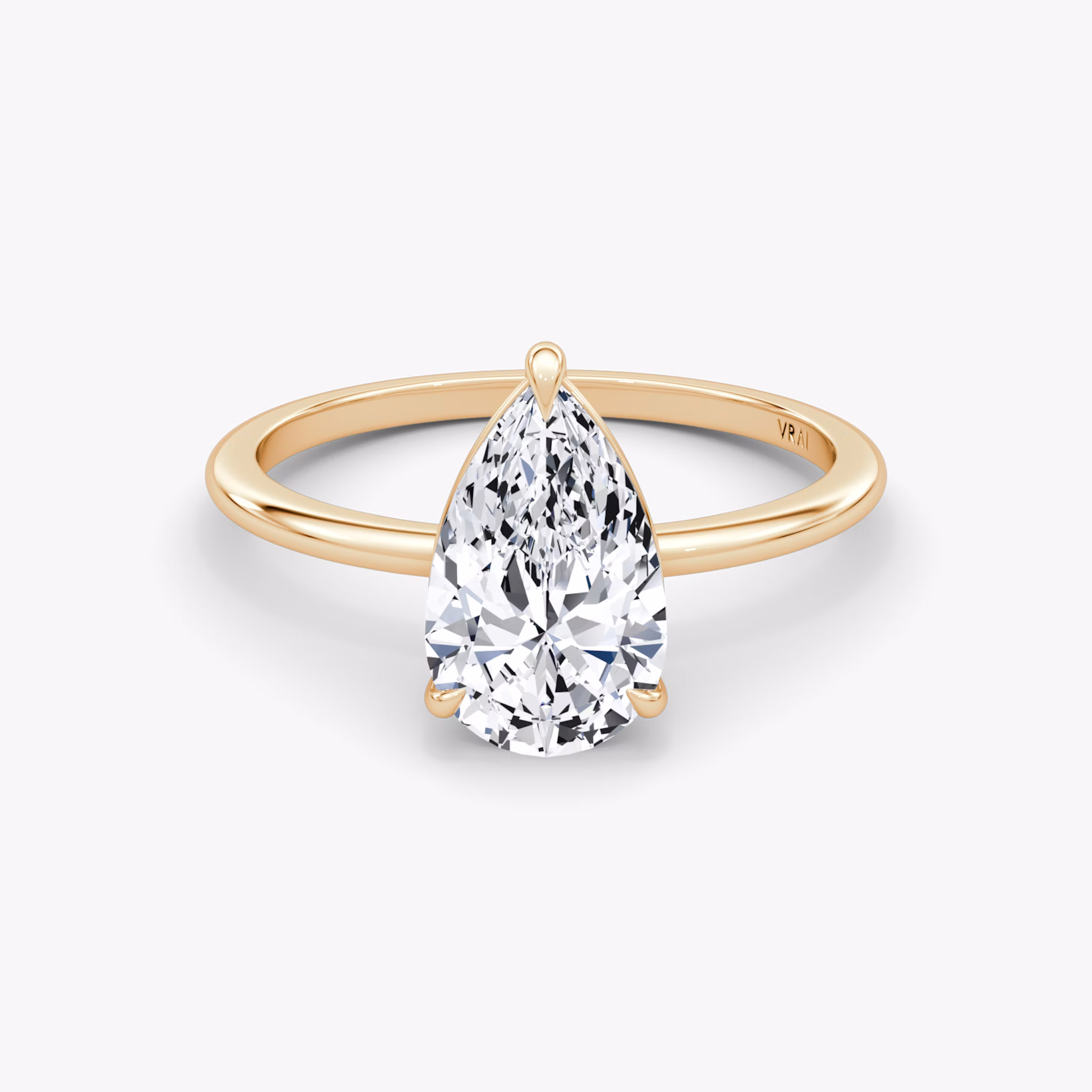The Petite 4-Prong Solitaire | Pear | 14k | Rose Gold | bandAccent: Plain | diamondOrientation: vertical | caratWeight: other