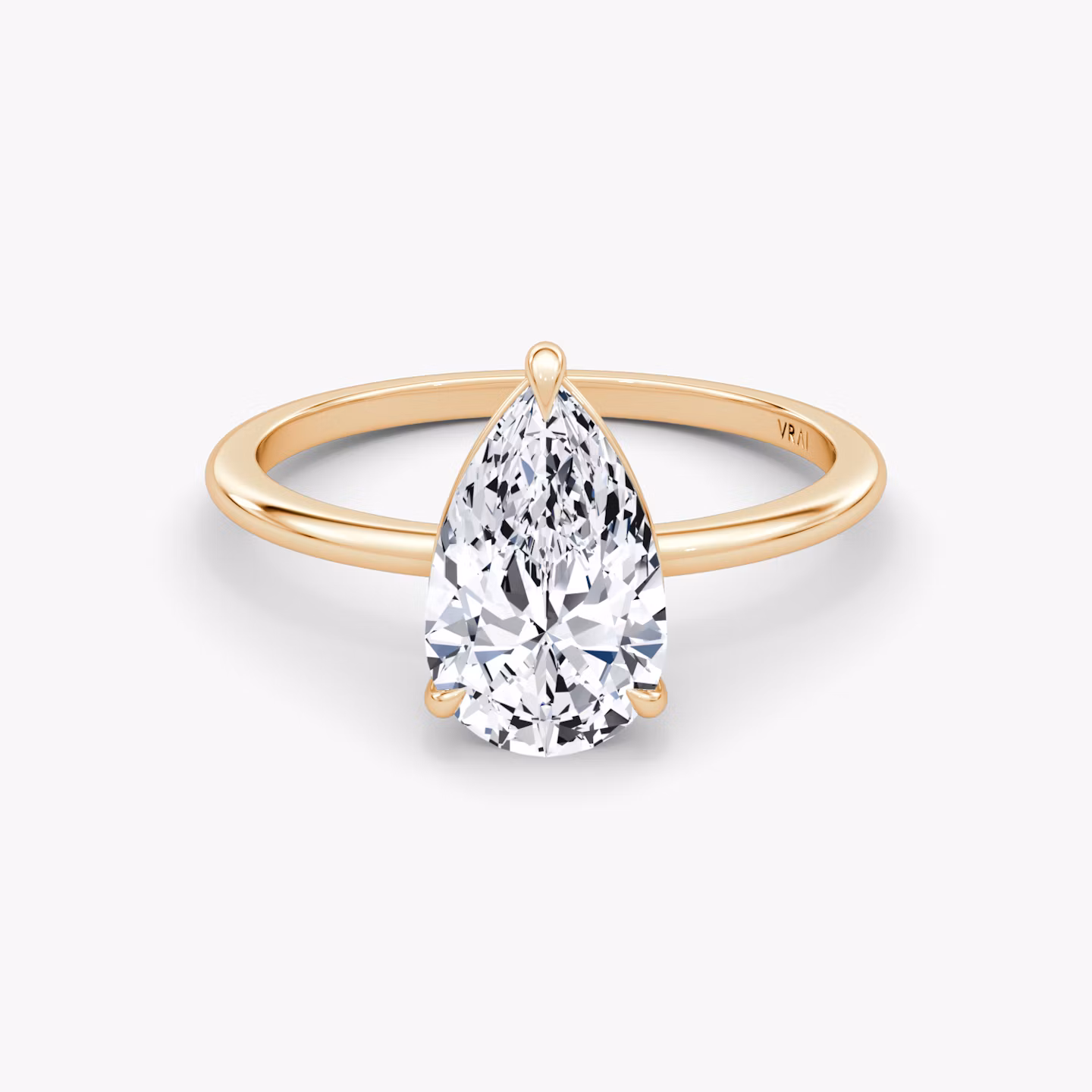 The Petite 4-Prong Solitaire | Pear | 14k | Rose Gold | bandAccent: Plain | diamondOrientation: vertical | caratWeight: other