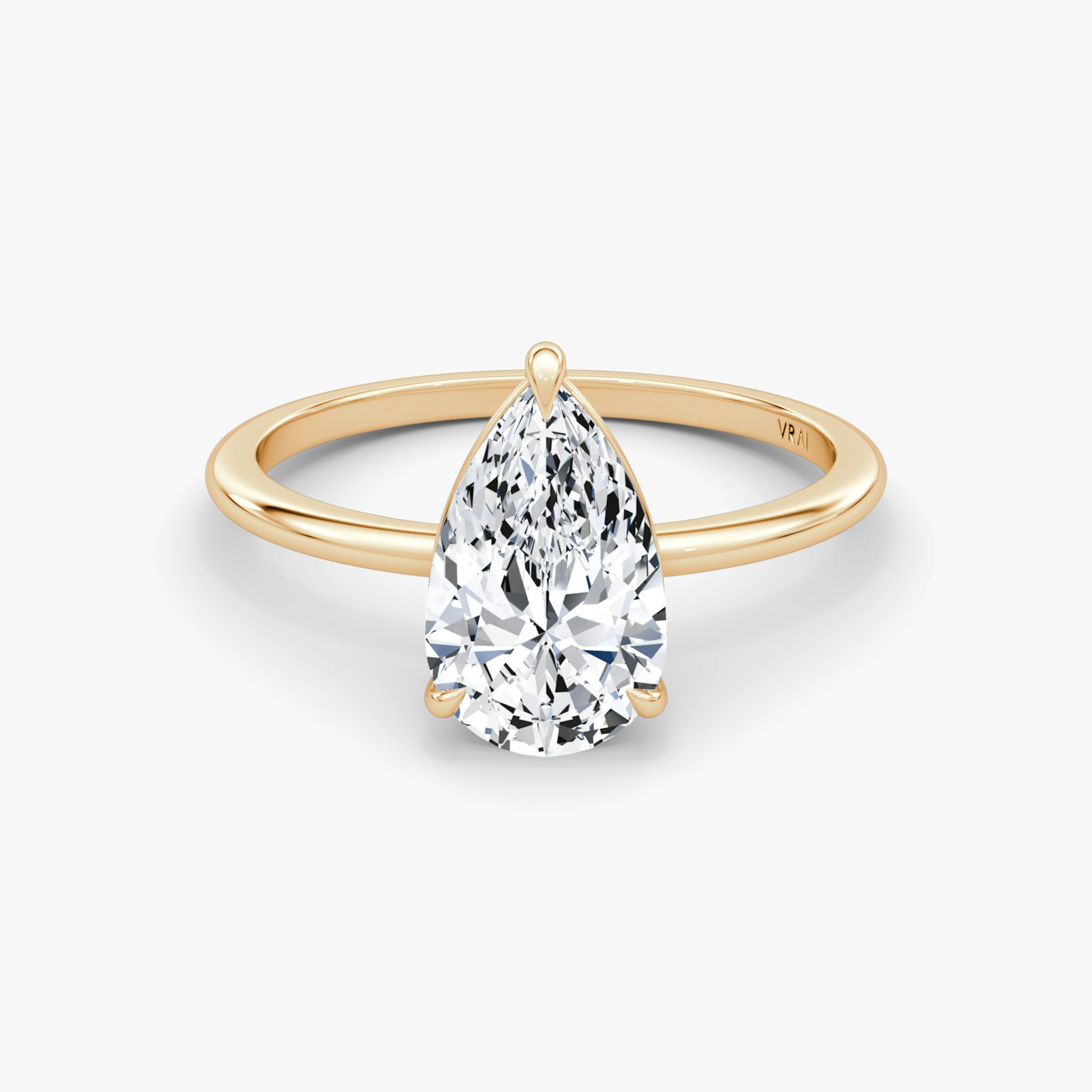 The Petite 4-Prong Solitaire | Pear | 14k | Rose Gold | bandAccent: Plain | diamondOrientation: vertical | caratWeight: other