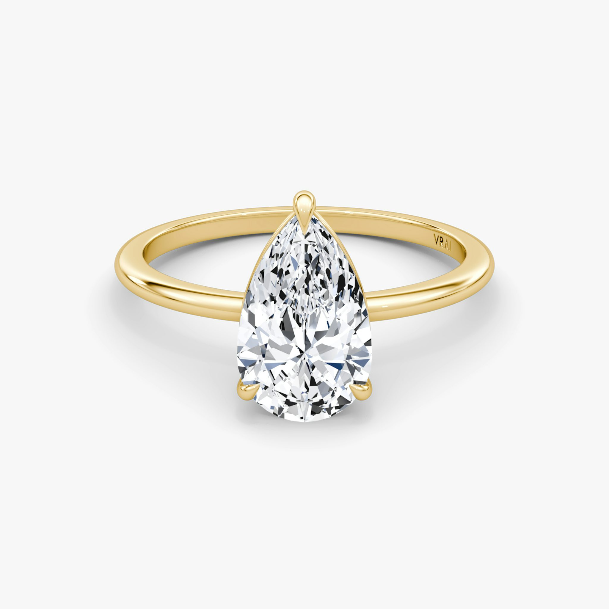 The Petite 4-Prong Solitaire | Pear | 18k | Yellow Gold | bandAccent: Plain | diamondOrientation: vertical | caratWeight: other
