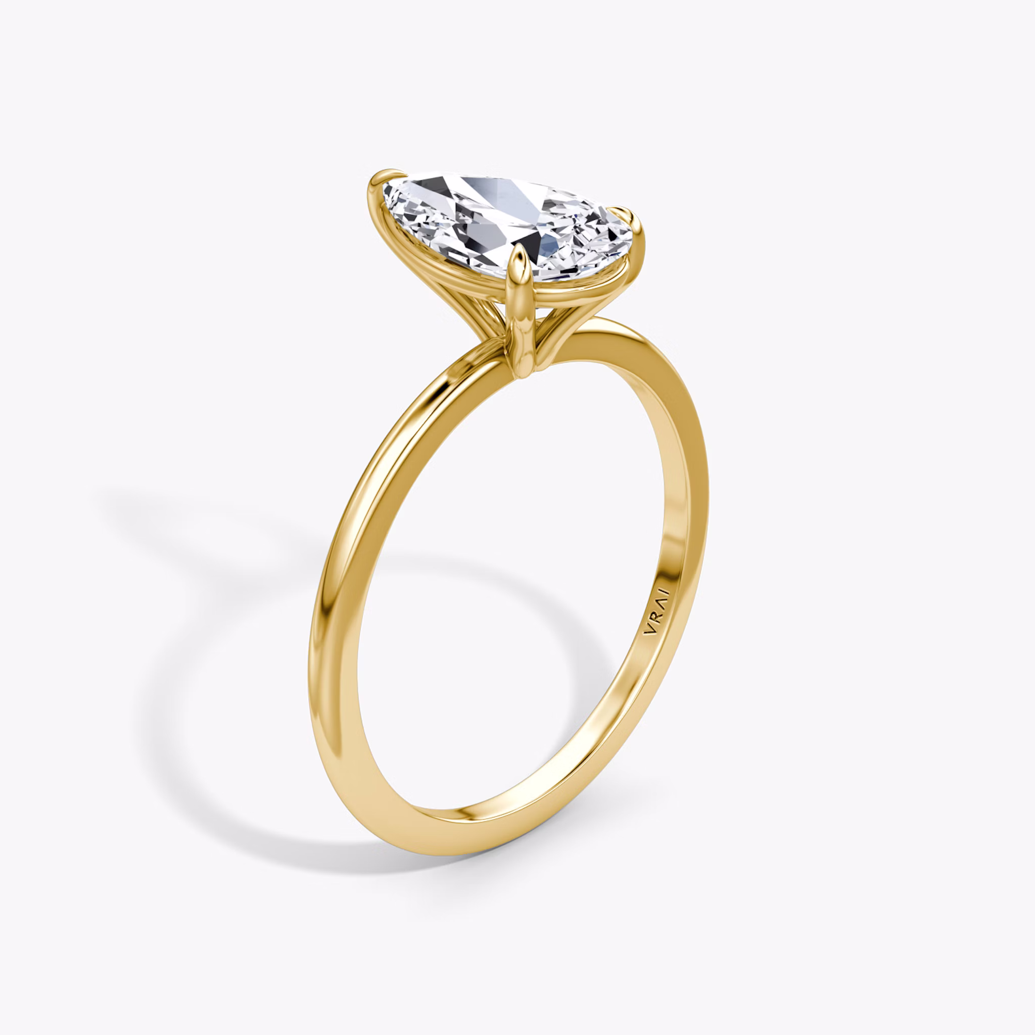 The Petite 4-Prong Solitaire | Pear | 18k | Yellow Gold | bandAccent: Plain | diamondOrientation: vertical | caratWeight: other