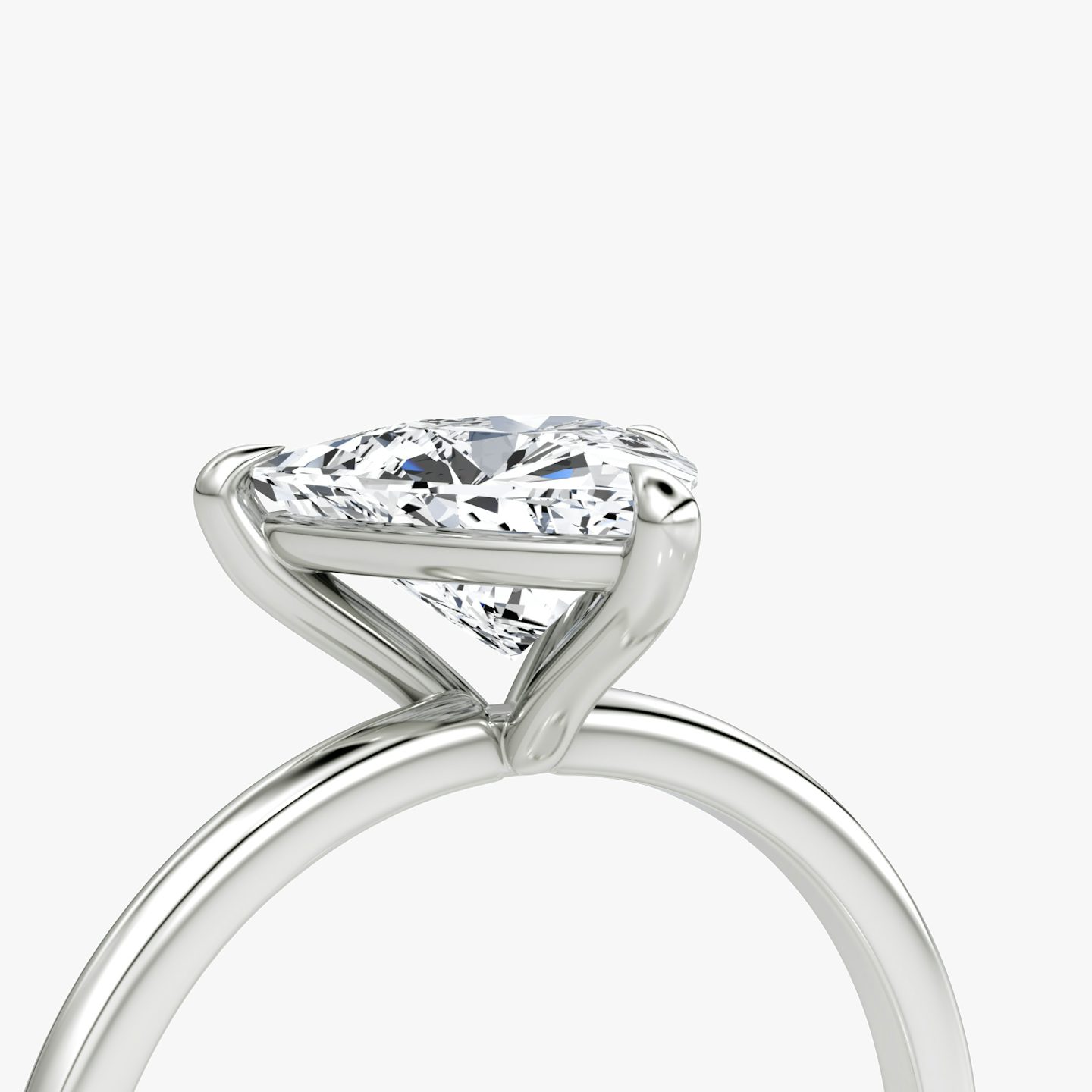 The Petite 4-Prong Solitaire | Trillion | 18k | White Gold | bandAccent: Plain | diamondOrientation: vertical | caratWeight: other