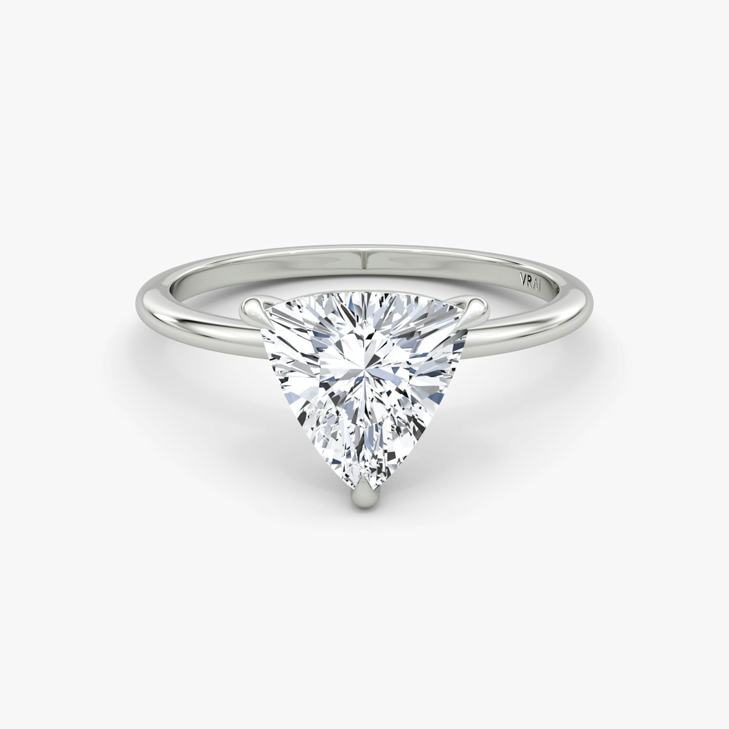 The Petite 4-Prong Solitaire | Trillion | 18k | White Gold | bandAccent: Plain | diamondOrientation: vertical | caratWeight: other