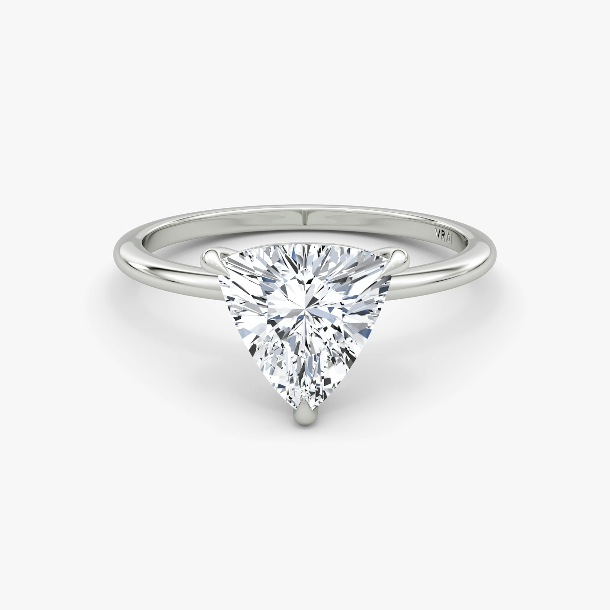 The Petite 4-Prong Solitaire | Trillion | Platinum | bandAccent: Plain | diamondOrientation: vertical | caratWeight: other