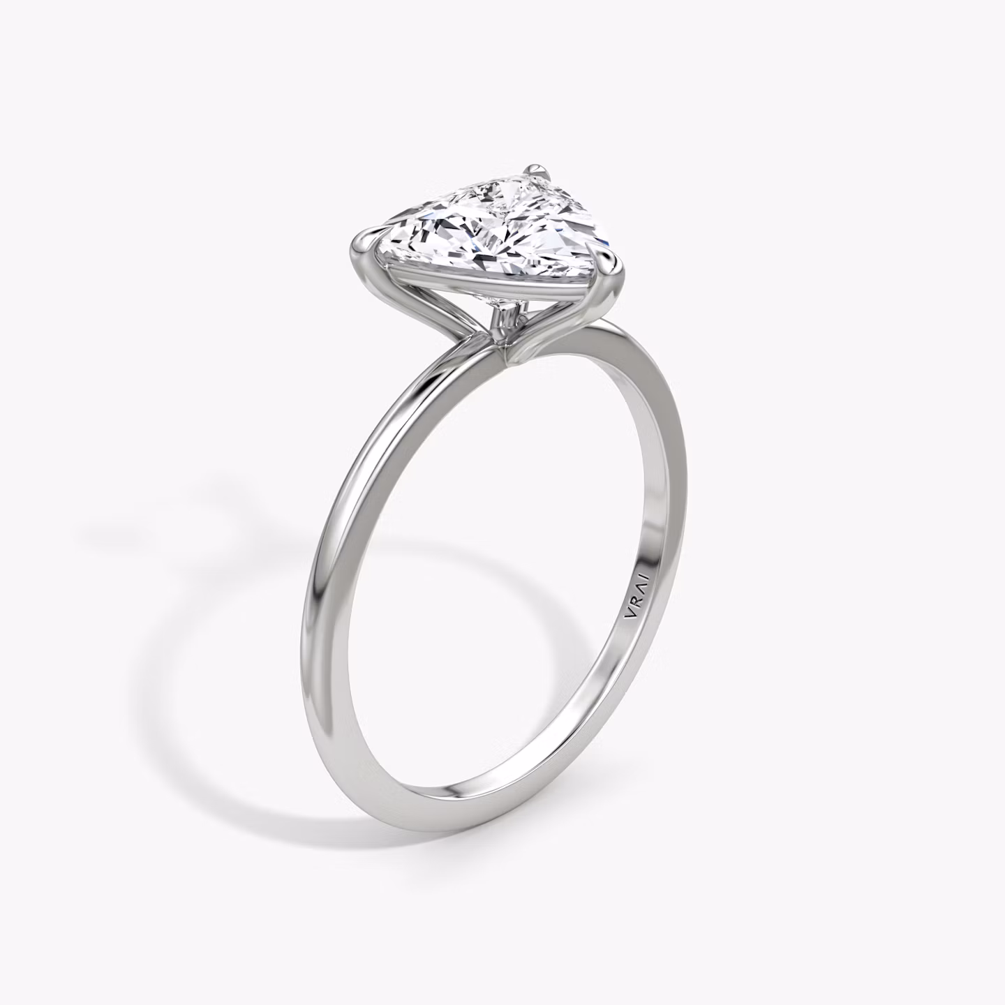 The Petite 4-Prong Solitaire | Trillion | 18k | White Gold | bandAccent: Plain | diamondOrientation: vertical | caratWeight: other
