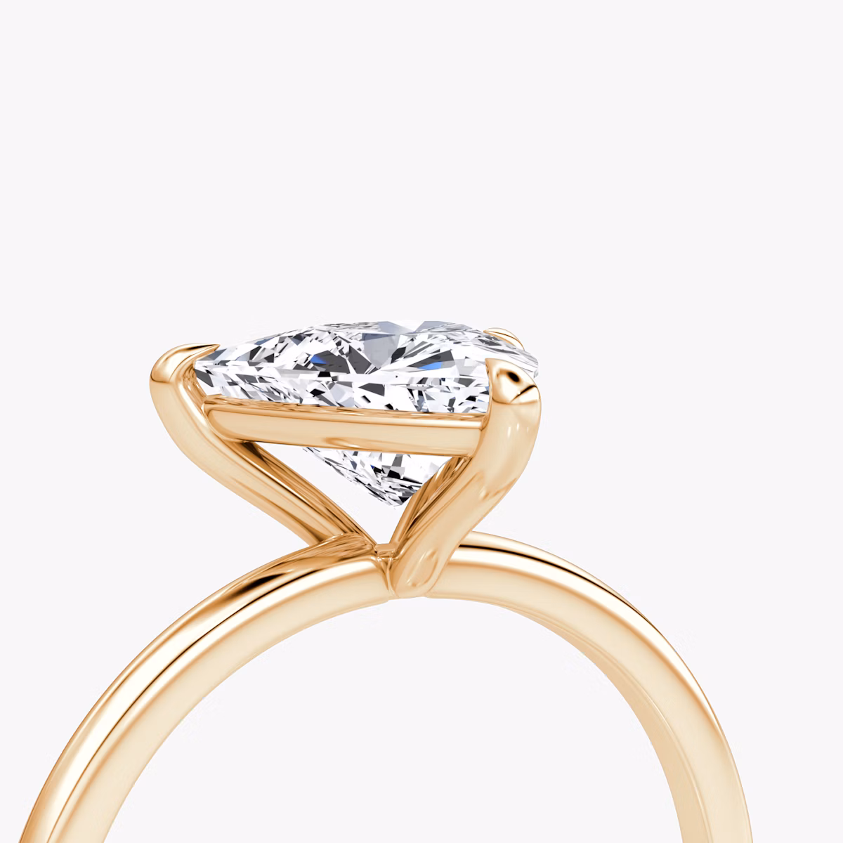 The Petite 4-Prong Solitaire | Trillion | 14k | Rose Gold | bandAccent: Plain | diamondOrientation: vertical | caratWeight: other