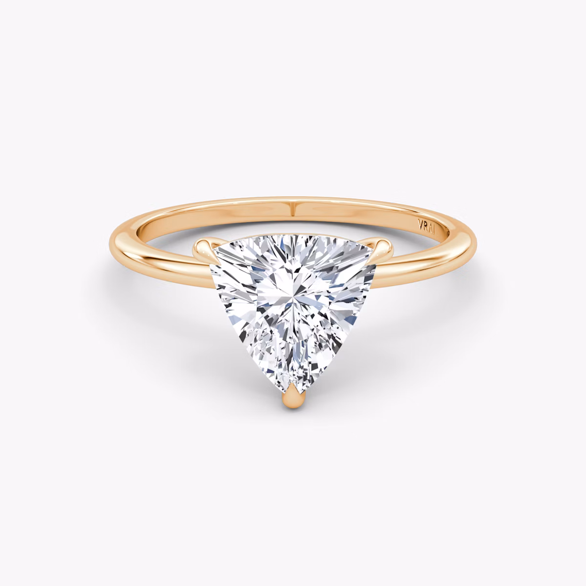 The Petite 4-Prong Solitaire | Trillion | 14k | Rose Gold | bandAccent: Plain | diamondOrientation: vertical | caratWeight: other