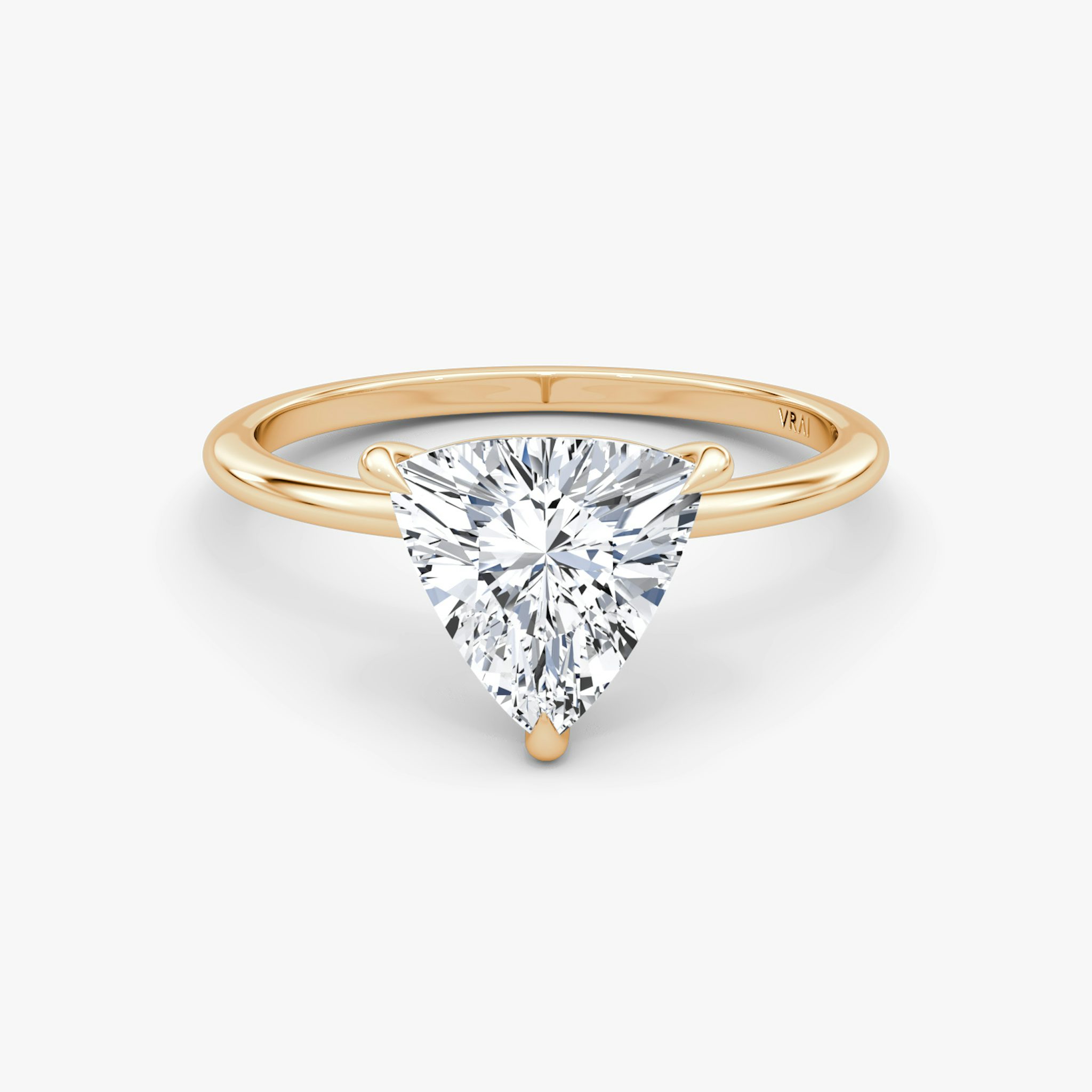 The Petite 4-Prong Solitaire | Trillion | 14k | Rose Gold | bandAccent: Plain | diamondOrientation: vertical | caratWeight: other