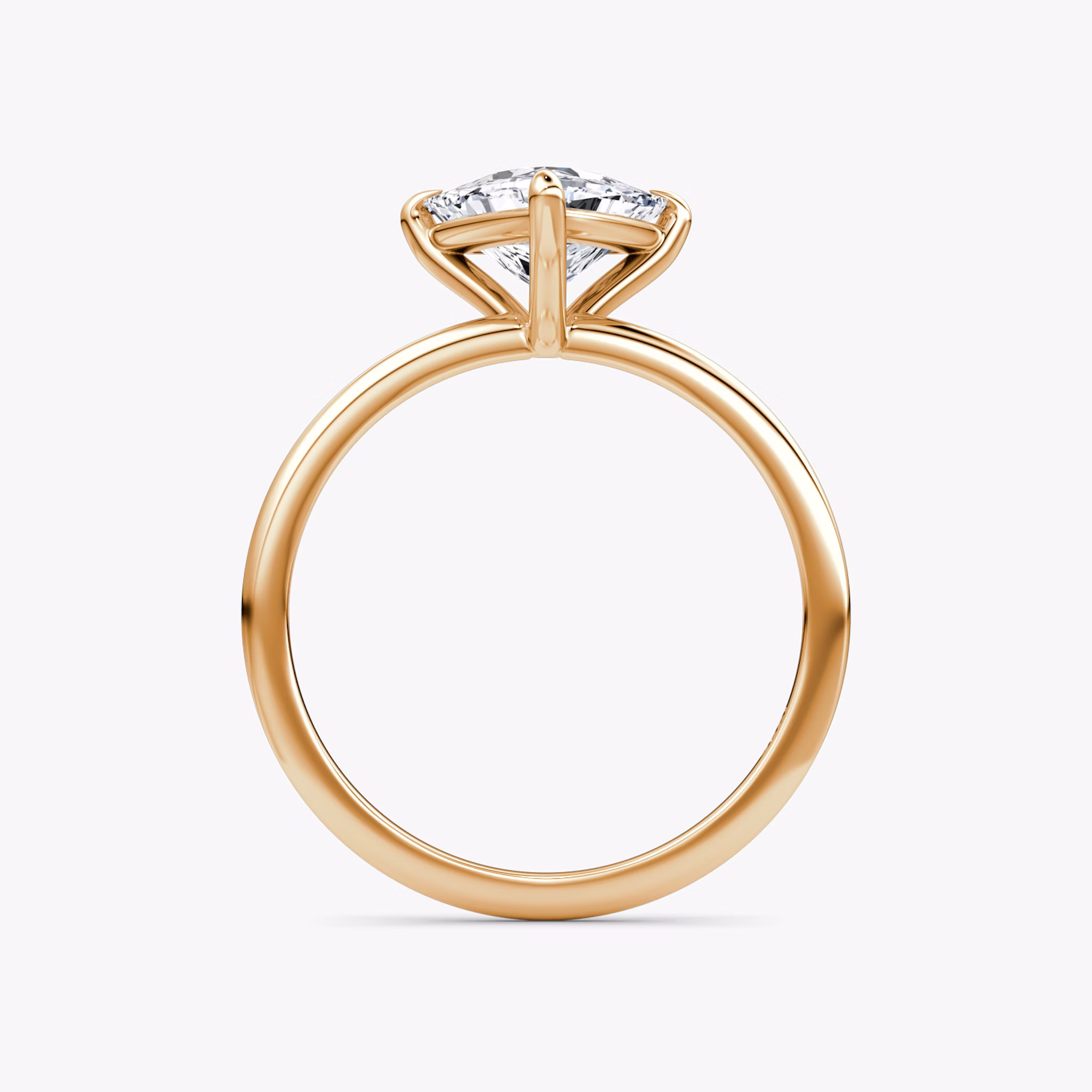 The Petite 4-Prong Solitaire | Trillion | 14k | Rose Gold | bandAccent: Plain | diamondOrientation: vertical | caratWeight: other