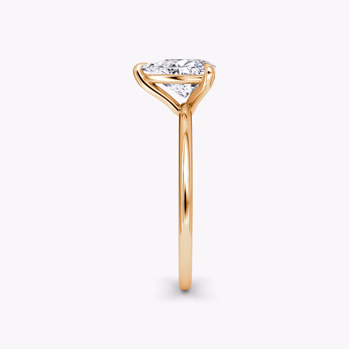 The Petite 4-Prong Solitaire | Trillion | 14k | Rose Gold | bandAccent: Plain | diamondOrientation: vertical | caratWeight: other