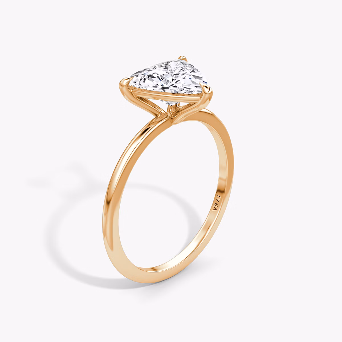 The Petite 4-Prong Solitaire | Trillion | 14k | Rose Gold | bandAccent: Plain | diamondOrientation: vertical | caratWeight: other