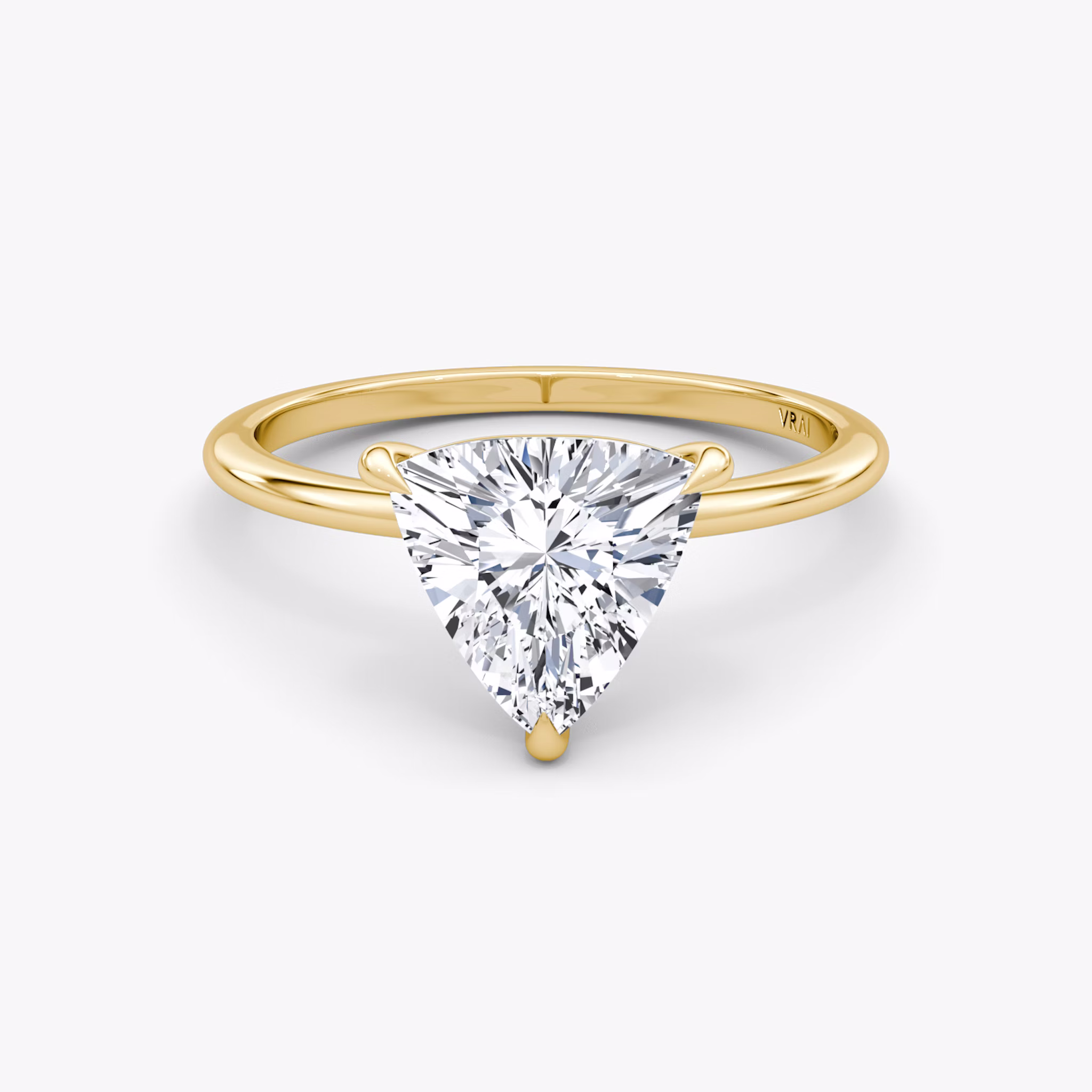 The Petite 4-Prong Solitaire | Trillion | 18k | Yellow Gold | bandAccent: Plain | diamondOrientation: vertical | caratWeight: other