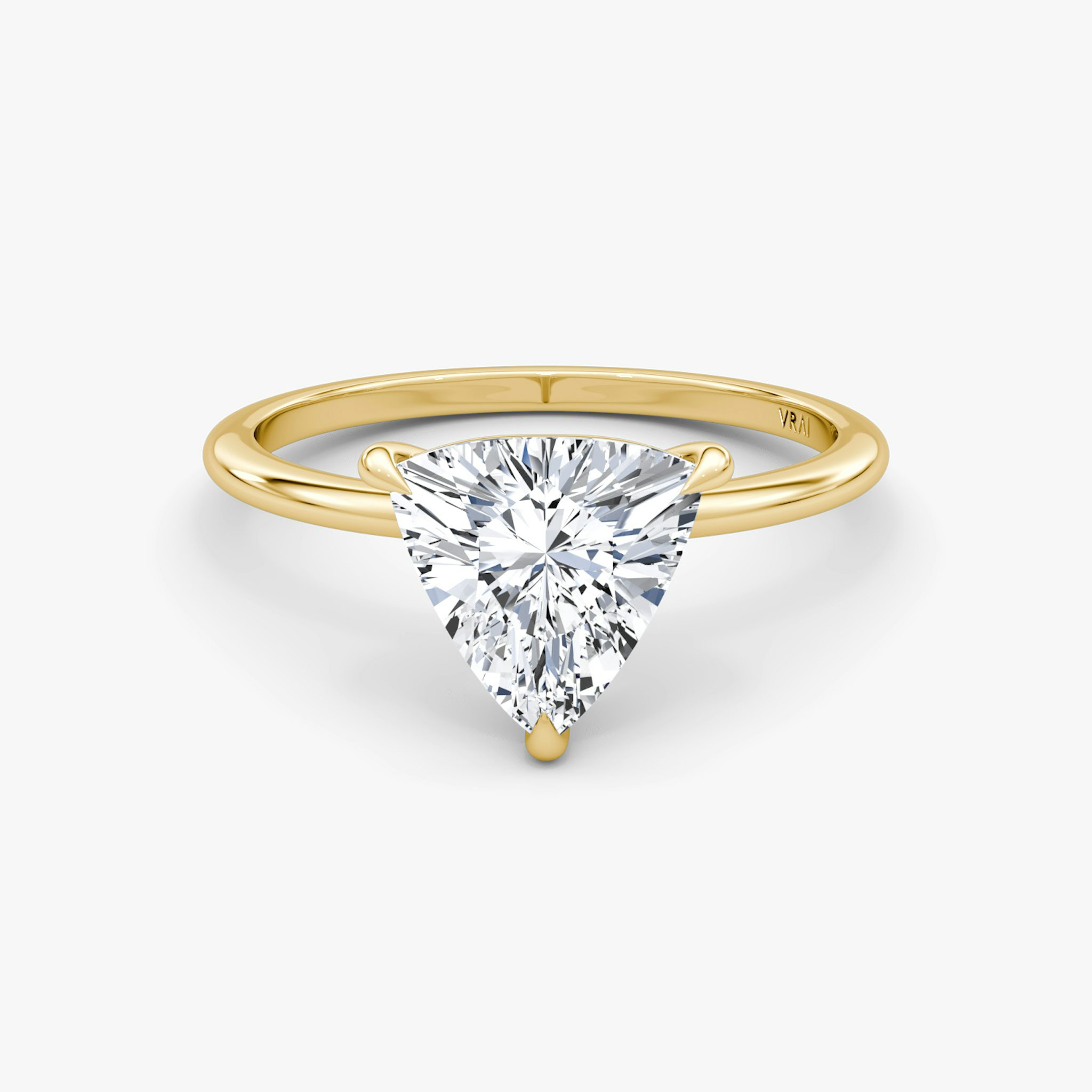 The Petite 4-Prong Solitaire | Trillion | 18k | Yellow Gold | bandAccent: Plain | diamondOrientation: vertical | caratWeight: other