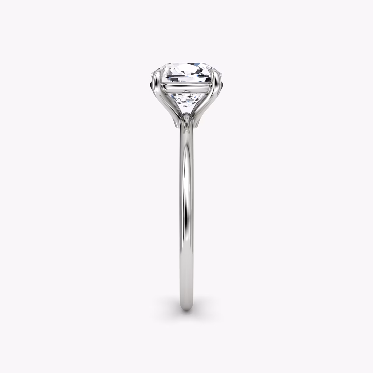 The Petite 4-Prong Solitaire | Cushion | 18k | White Gold | bandAccent: Plain | diamondOrientation: vertical | caratWeight: other