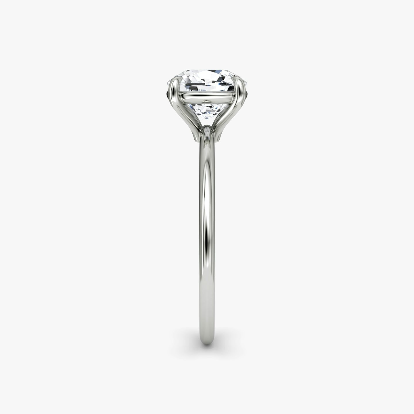 The Petite 4-Prong Solitaire | Cushion | 18k | White Gold | bandAccent: Plain | diamondOrientation: vertical | caratWeight: other