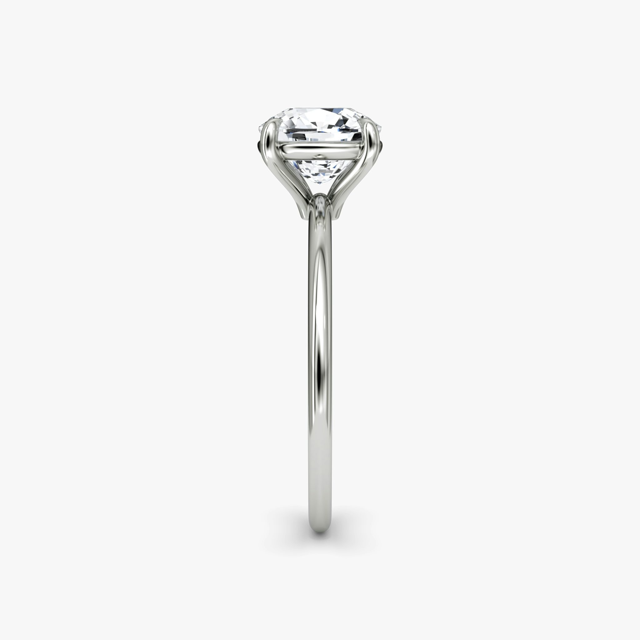 The Petite 4-Prong Solitaire | Cushion | Platinum | bandAccent: Plain | diamondOrientation: vertical | caratWeight: other