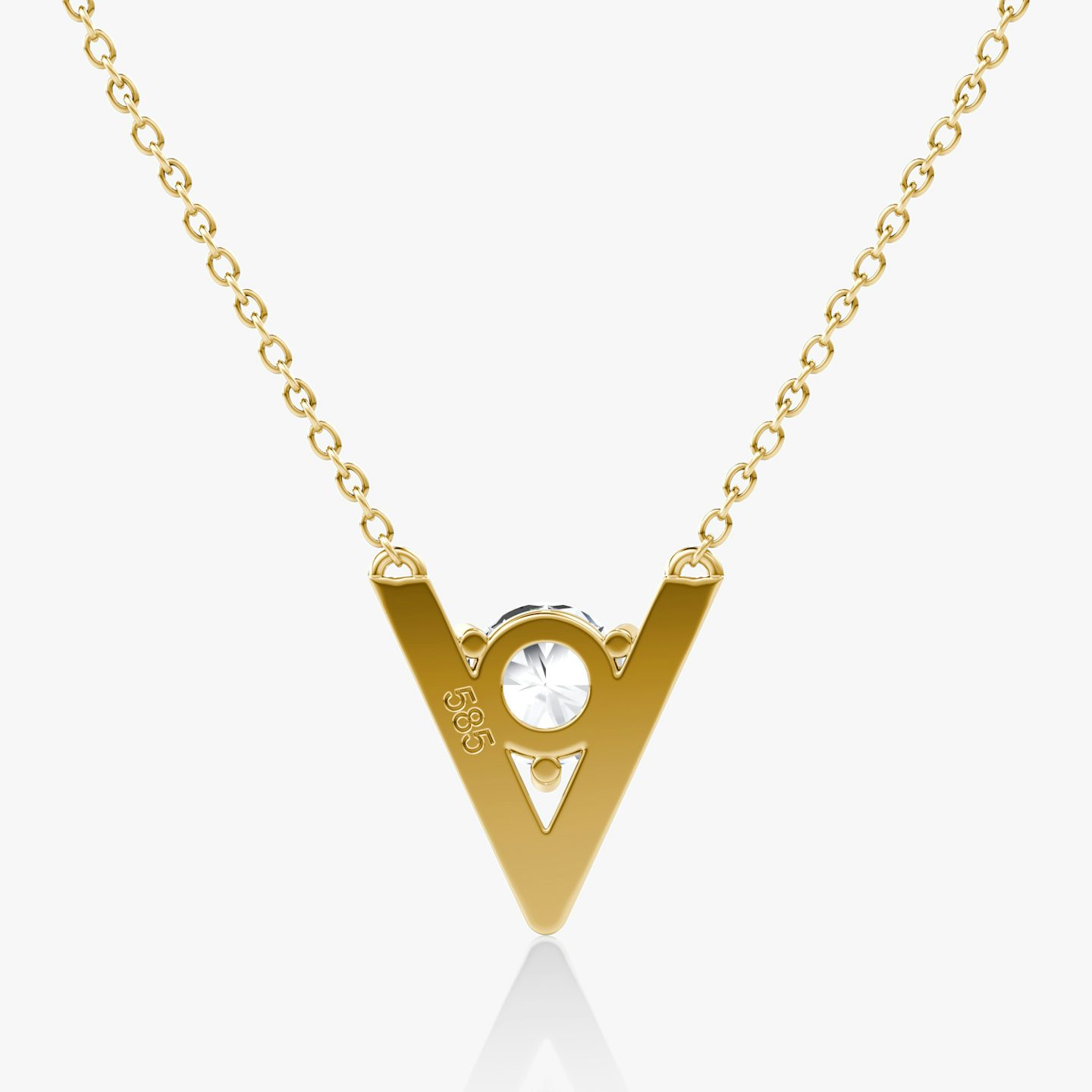 VRAI V Solitaire Necklace | Round Brilliant | 14k | Yellow Gold | caratWeight: 1.0ct