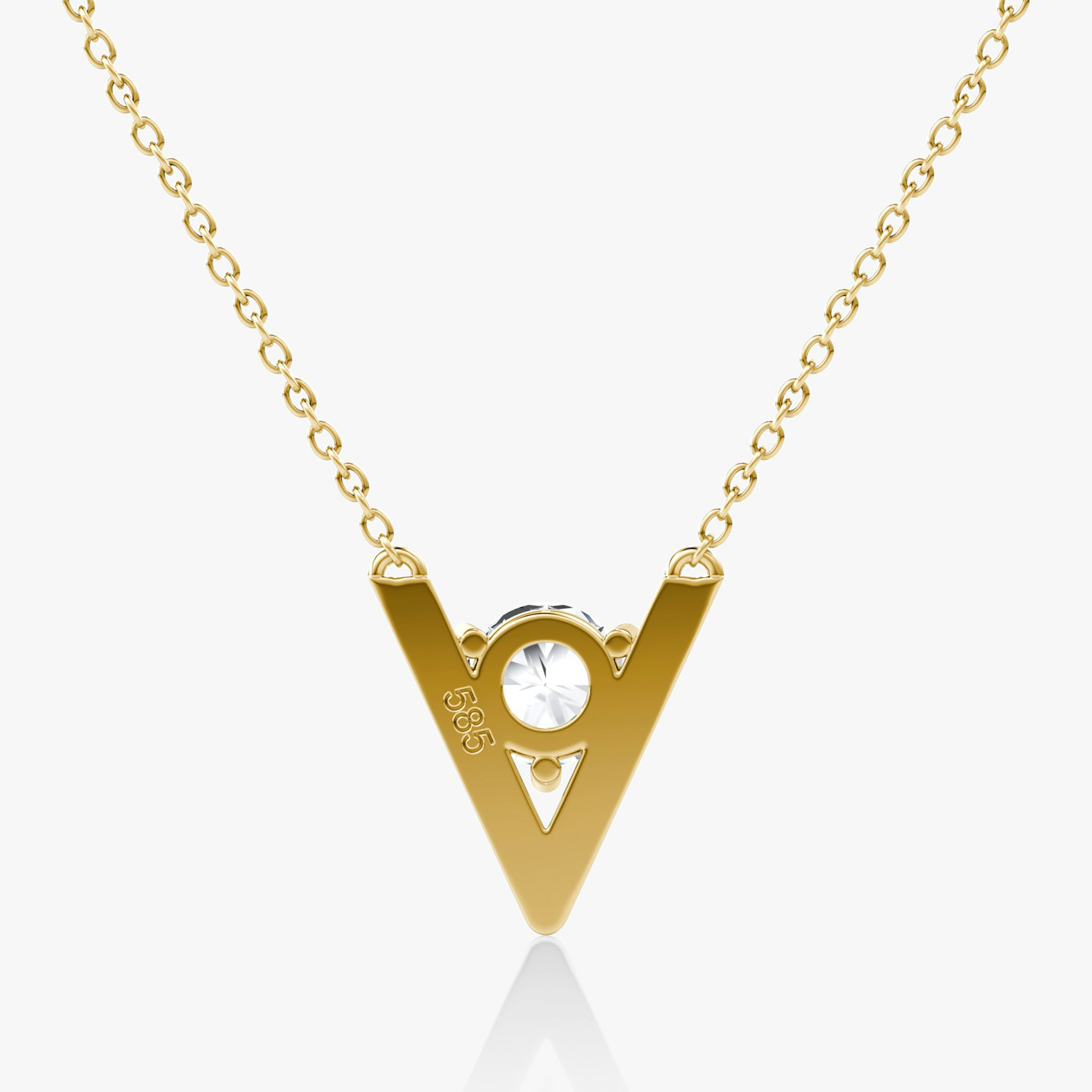 VRAI V Solitaire Necklace | Round Brilliant | 14k | Yellow Gold | caratWeight: 1.0ct