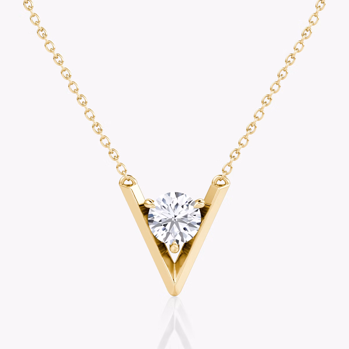 VRAI V Solitaire Necklace | Round Brilliant | 14k | Yellow Gold | caratWeight: 1.0ct