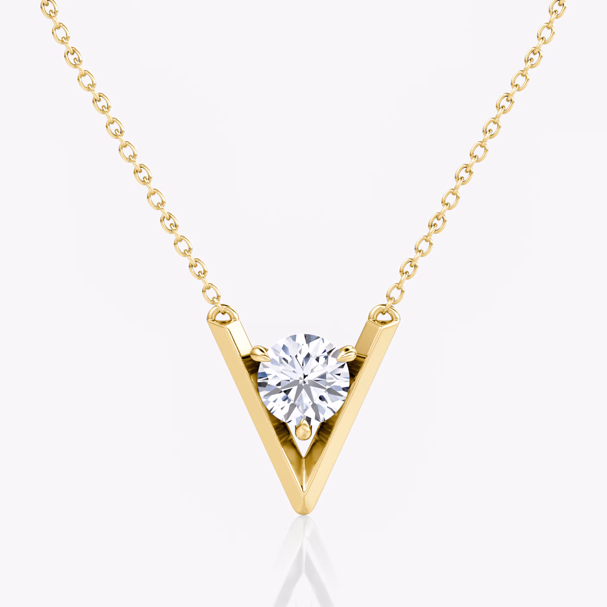 VRAI V Solitaire Necklace Round Brilliant | Yellow Gold