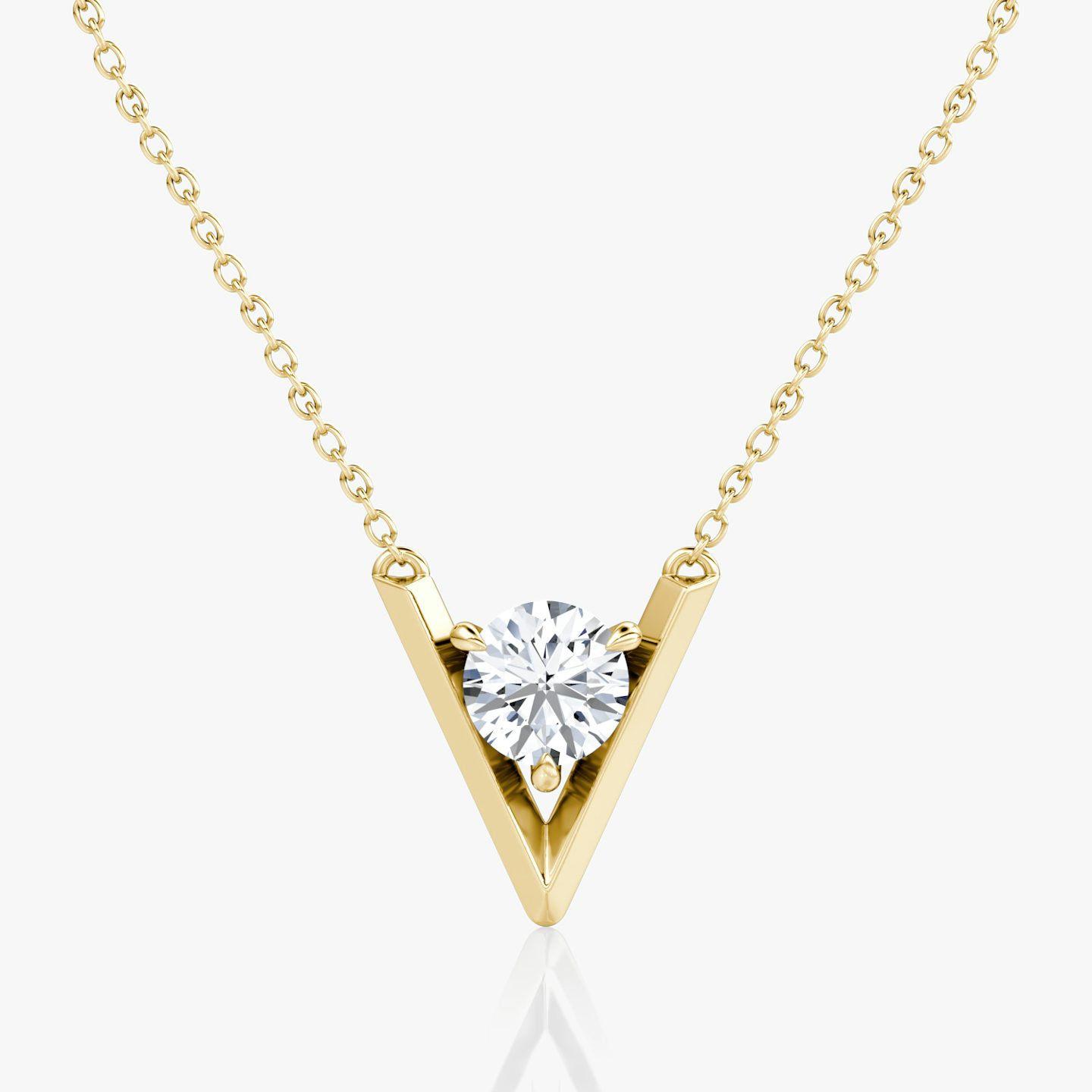 VRAI V Solitaire Necklace | Round Brilliant | 14k | Yellow Gold | caratWeight: 1.0ct