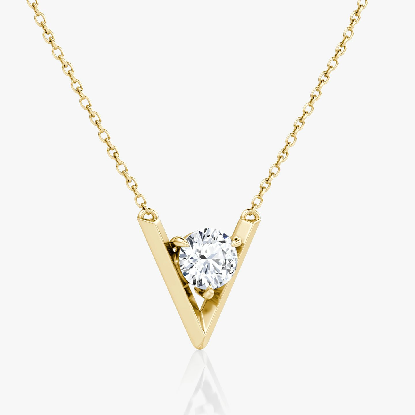 VRAI V Solitaire Necklace | Round Brilliant | 14k | Yellow Gold | caratWeight: 1.0ct