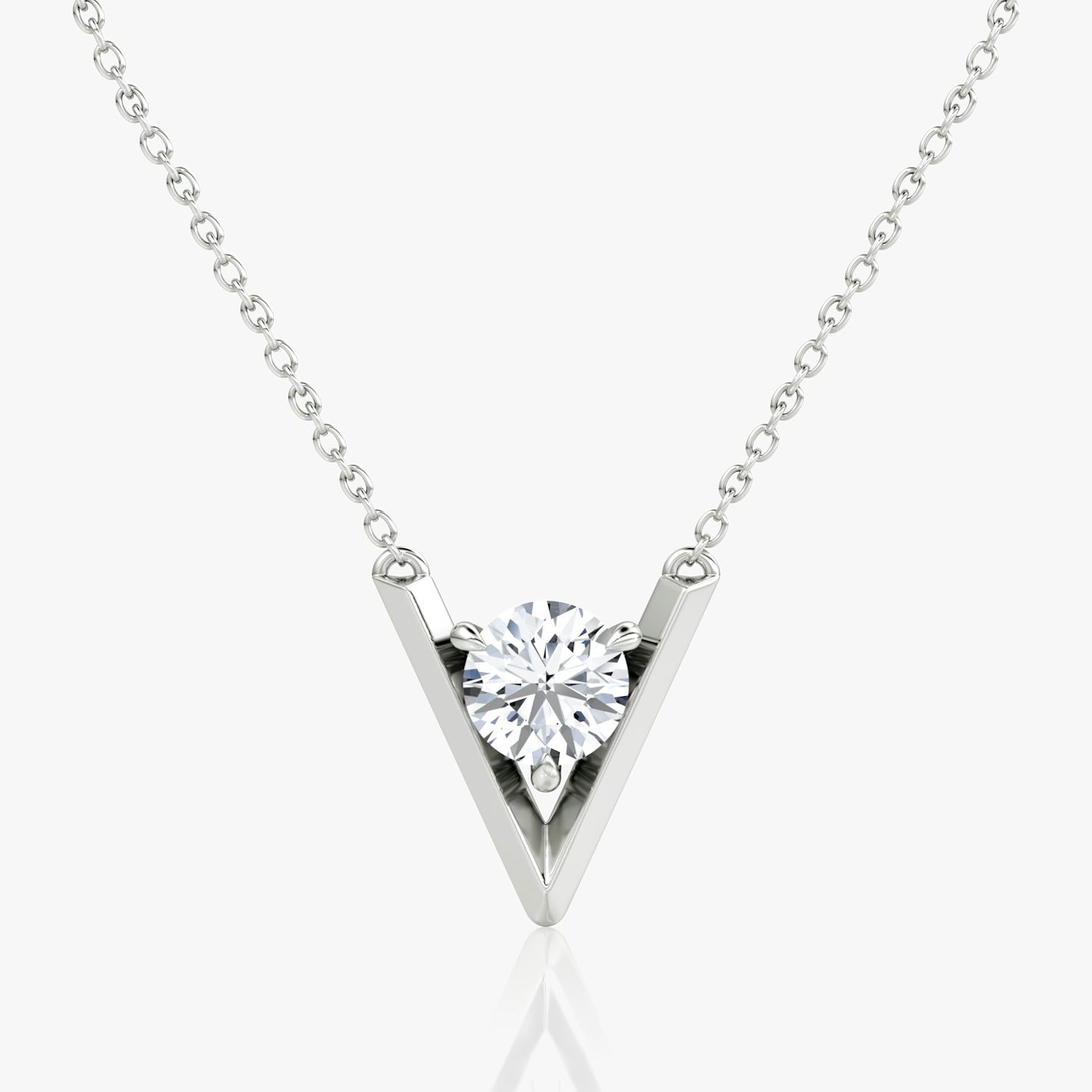 VRAI V Solitaire Necklace | Round Brilliant | 14k | White Gold | caratWeight: 1.0ct