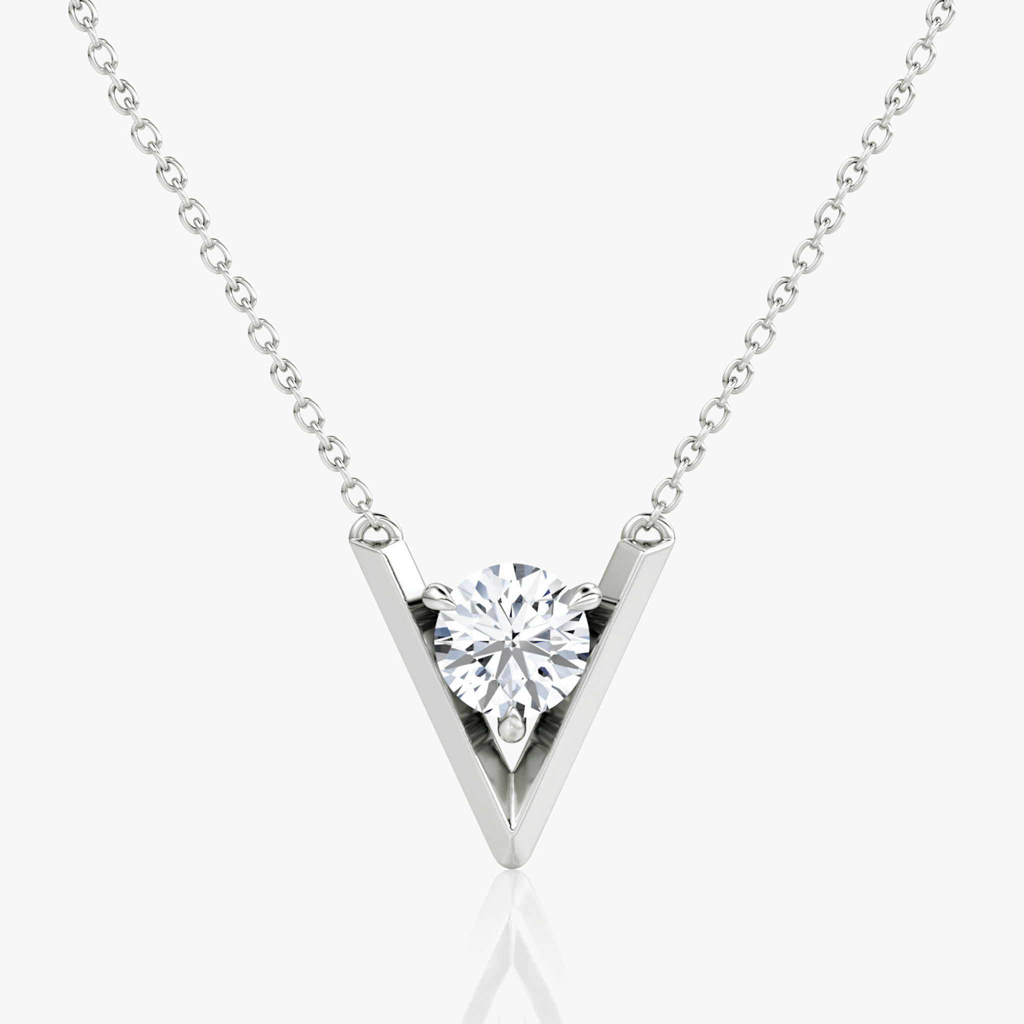 VRAI V Solitaire Necklace | Round Brilliant | 14k | White Gold | caratWeight: 1.0ct