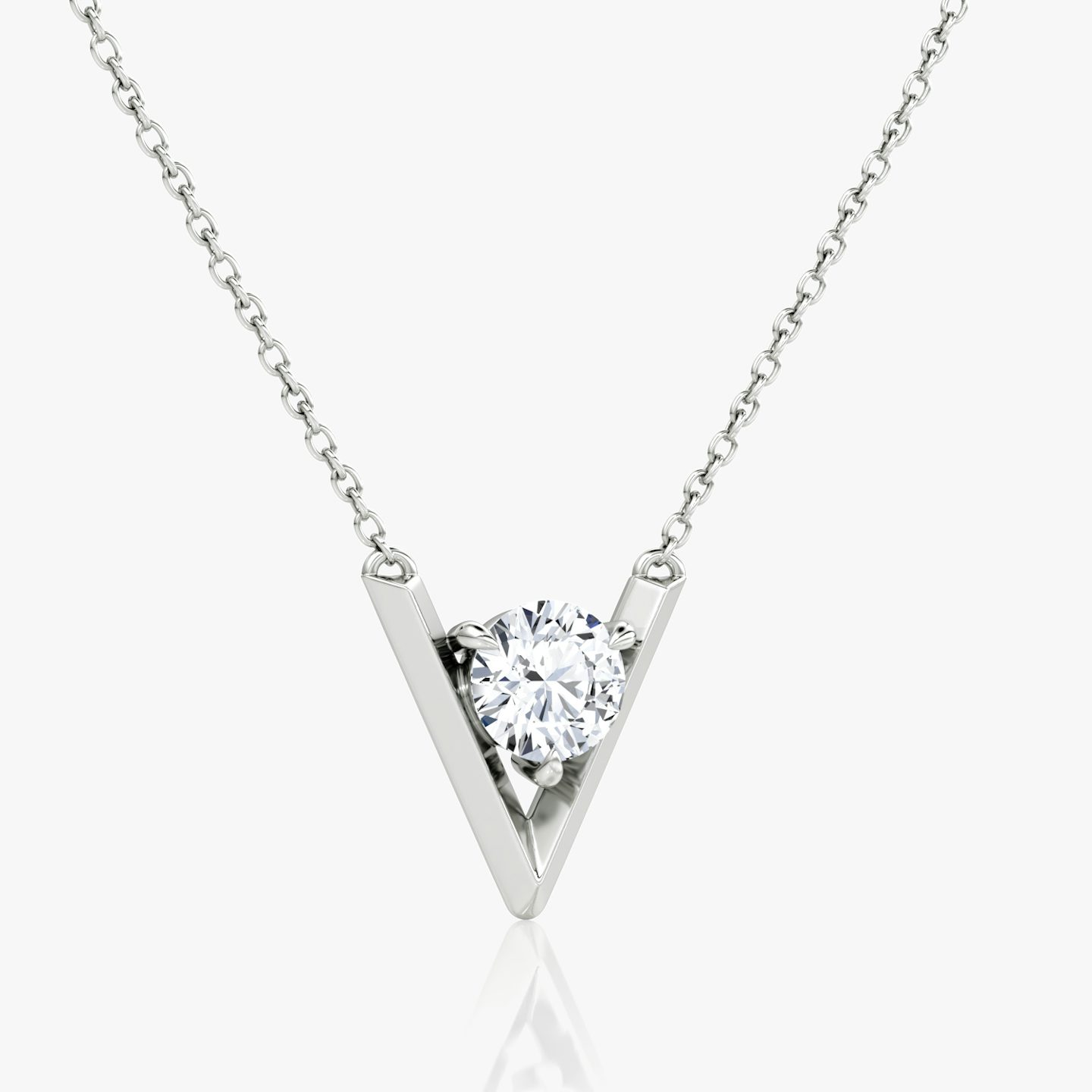 VRAI V Solitaire Necklace | Round Brilliant | 14k | White Gold | caratWeight: 1.0ct