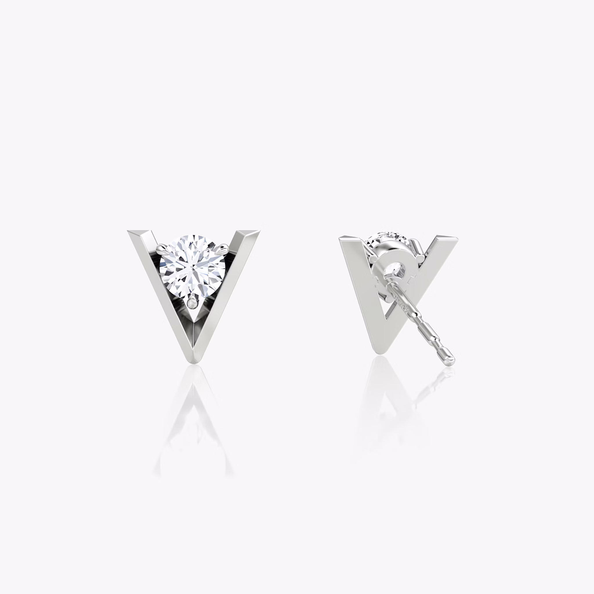 VRAI V Solitaire Studs | Round Brilliant | 14k | White Gold | caratWeight: 0.10ct
