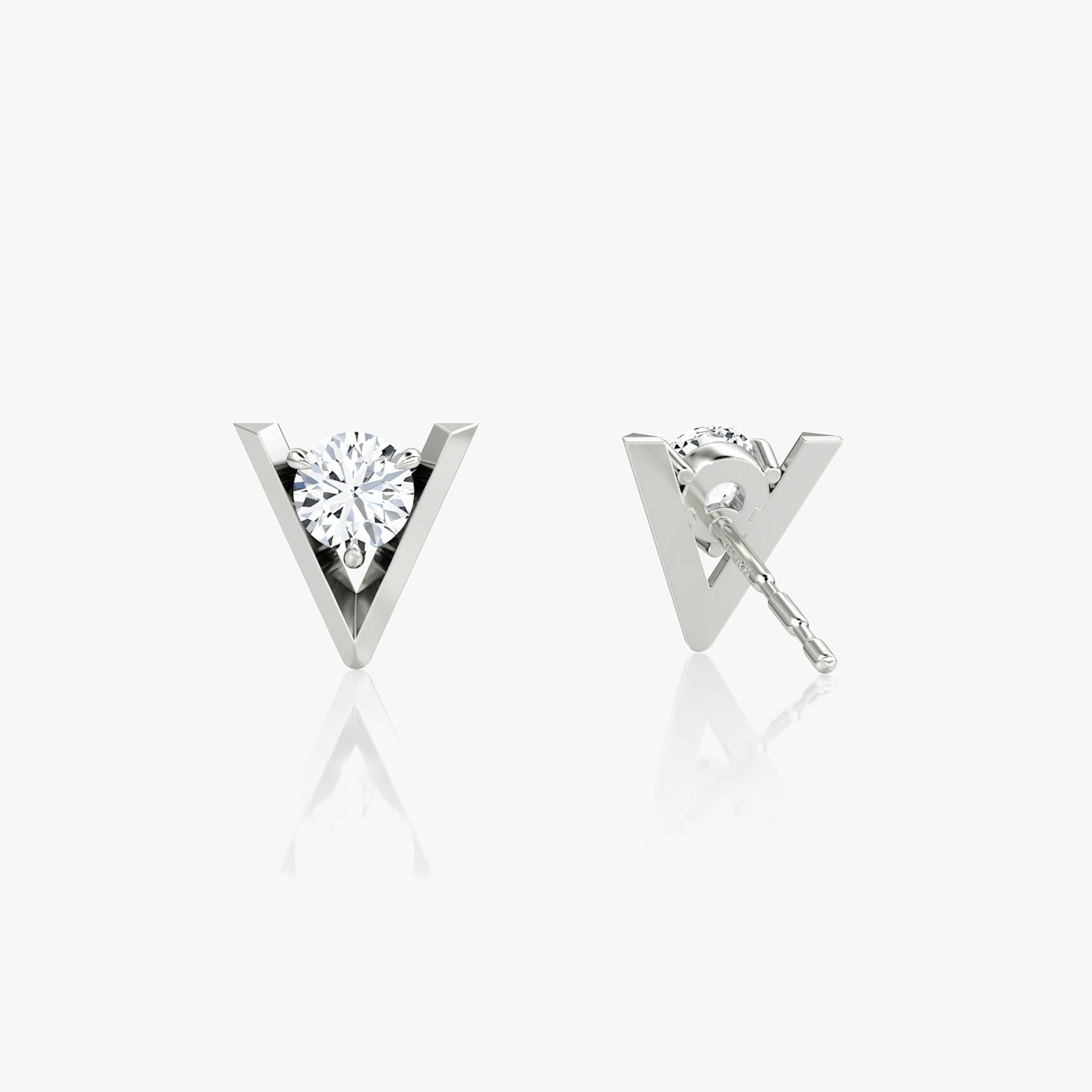 VRAI V Solitaire Studs | Round Brilliant | 14k | White Gold | caratWeight: 0.10ct