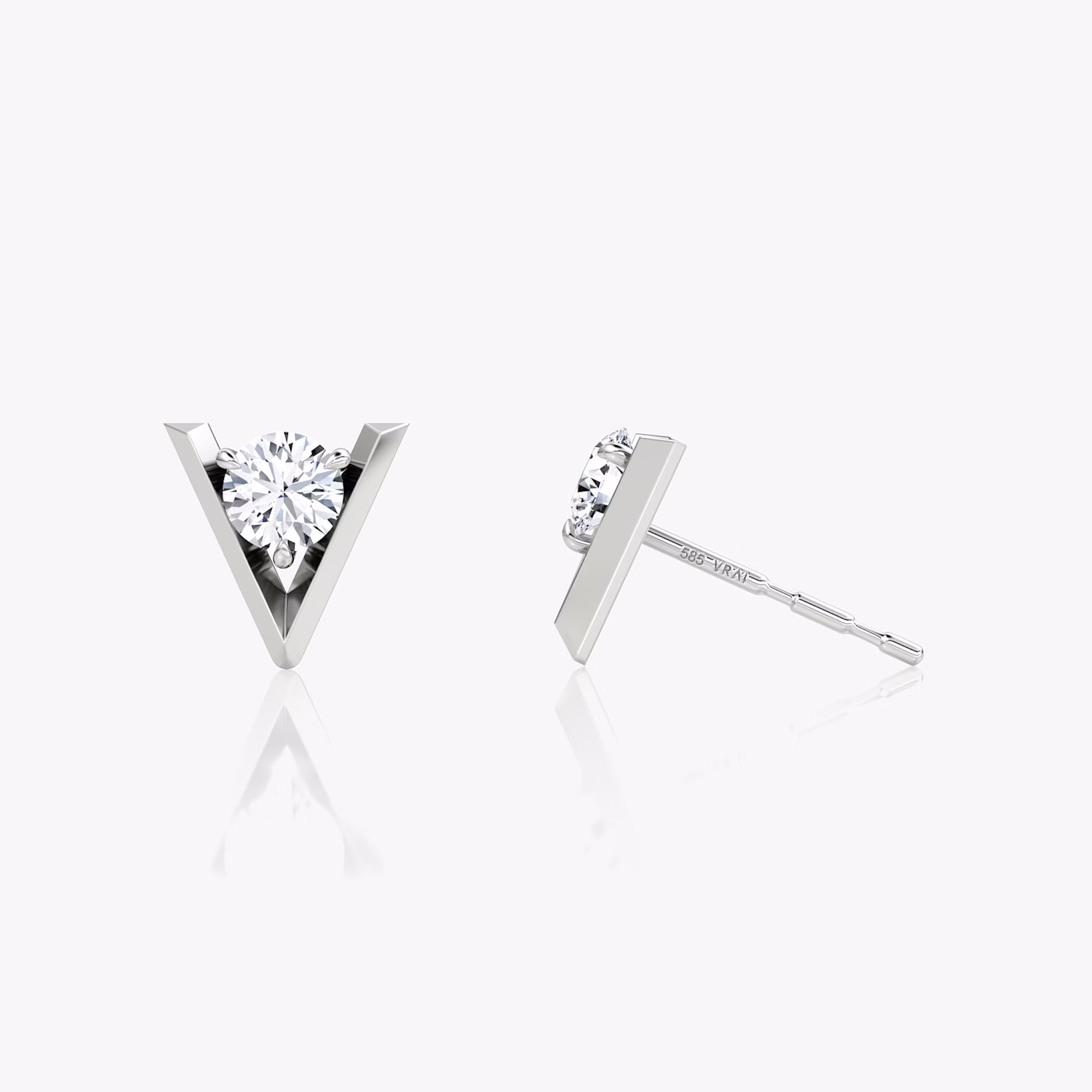 VRAI V Solitaire Studs | Round Brilliant | 14k | White Gold | caratWeight: 0.10ct