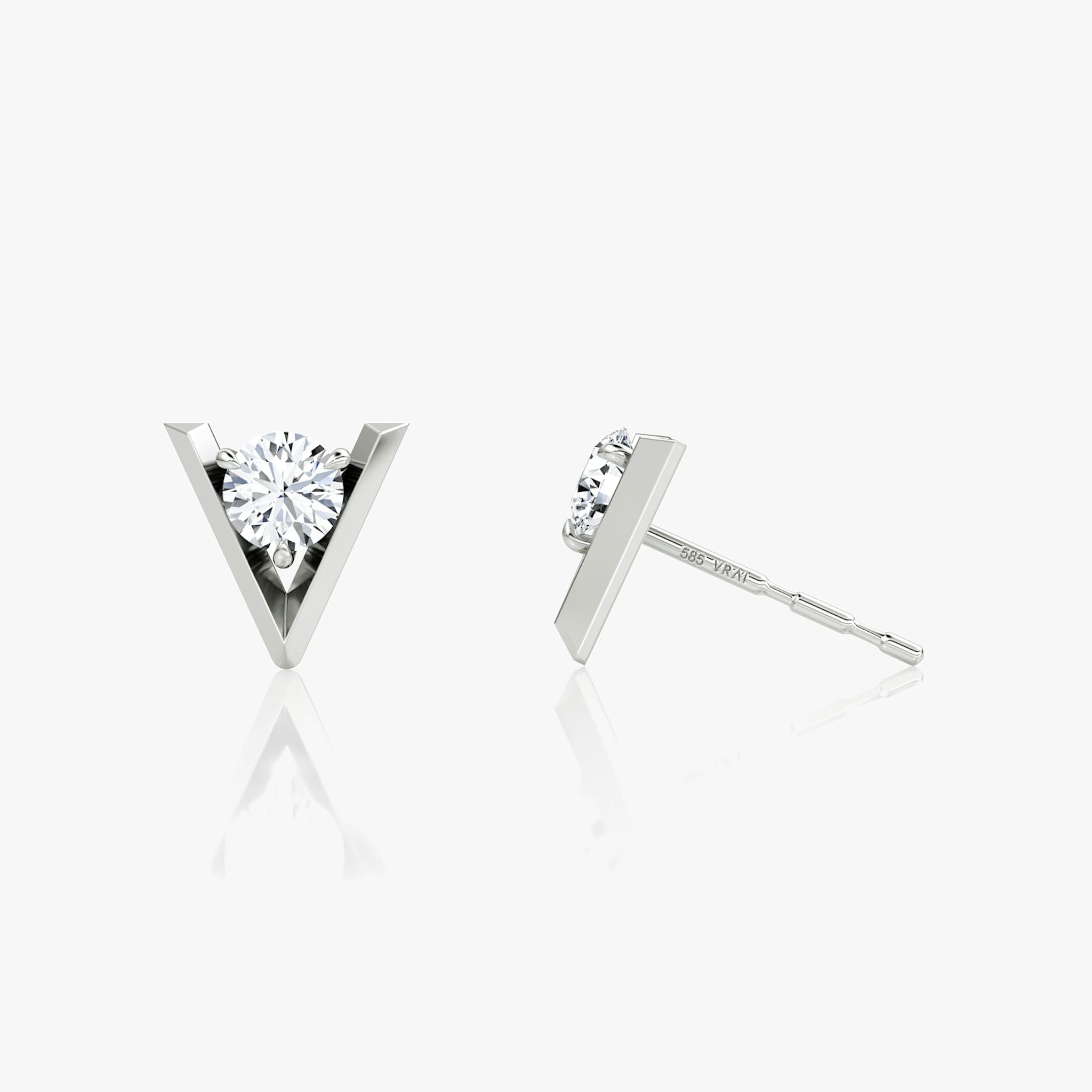 VRAI V Solitaire Studs | Round Brilliant | 14k | White Gold | caratWeight: 0.10ct