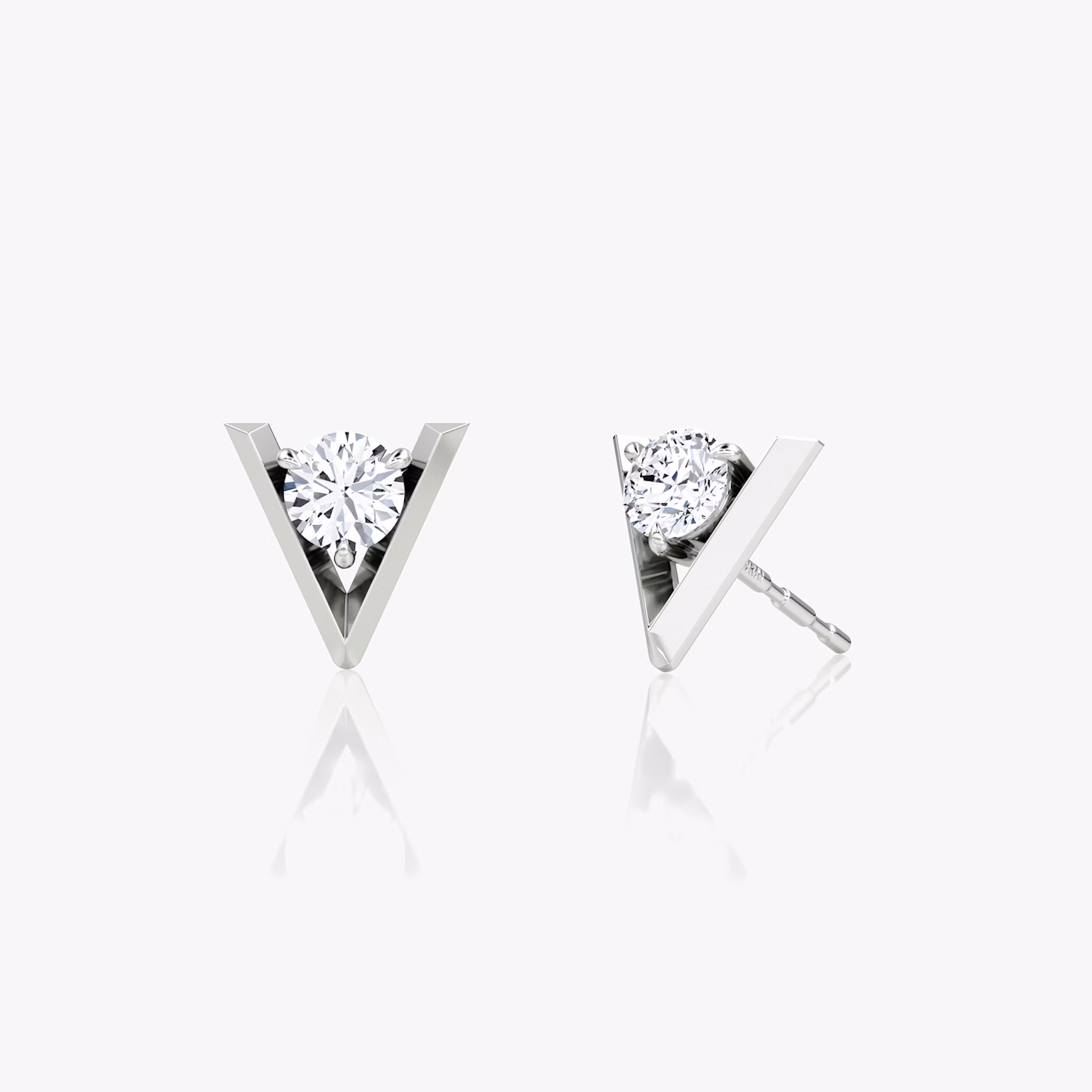 VRAI V Solitaire Studs | Round Brilliant | 14k | White Gold | caratWeight: 0.10ct