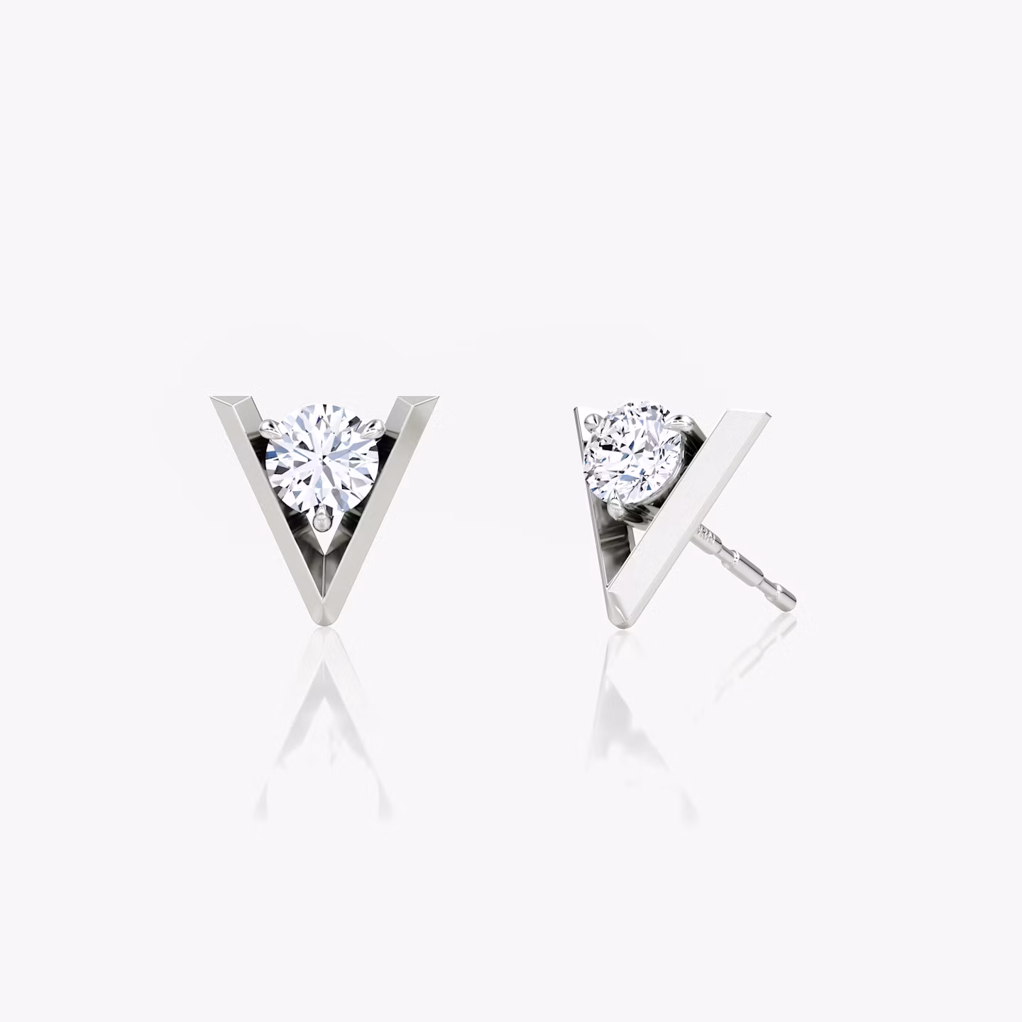 VRAI V Solitaire Studs Round Brilliant | Sterling Silver