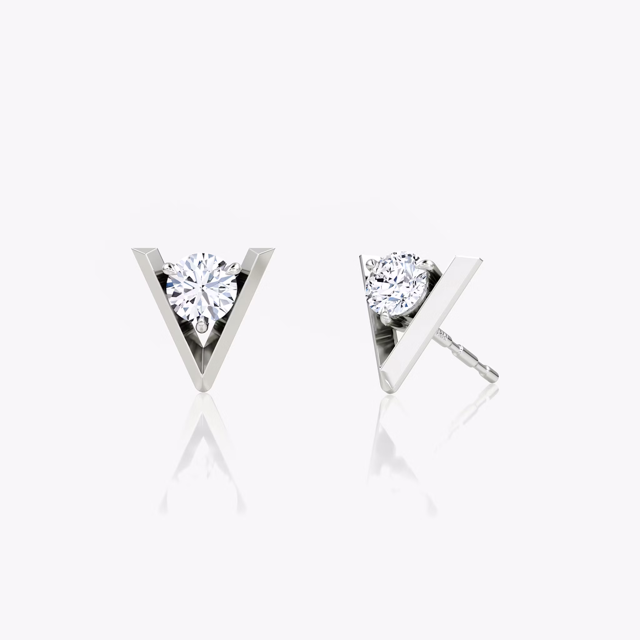 VRAI V Solitaire Studs Round Brilliant | Sterling Silver