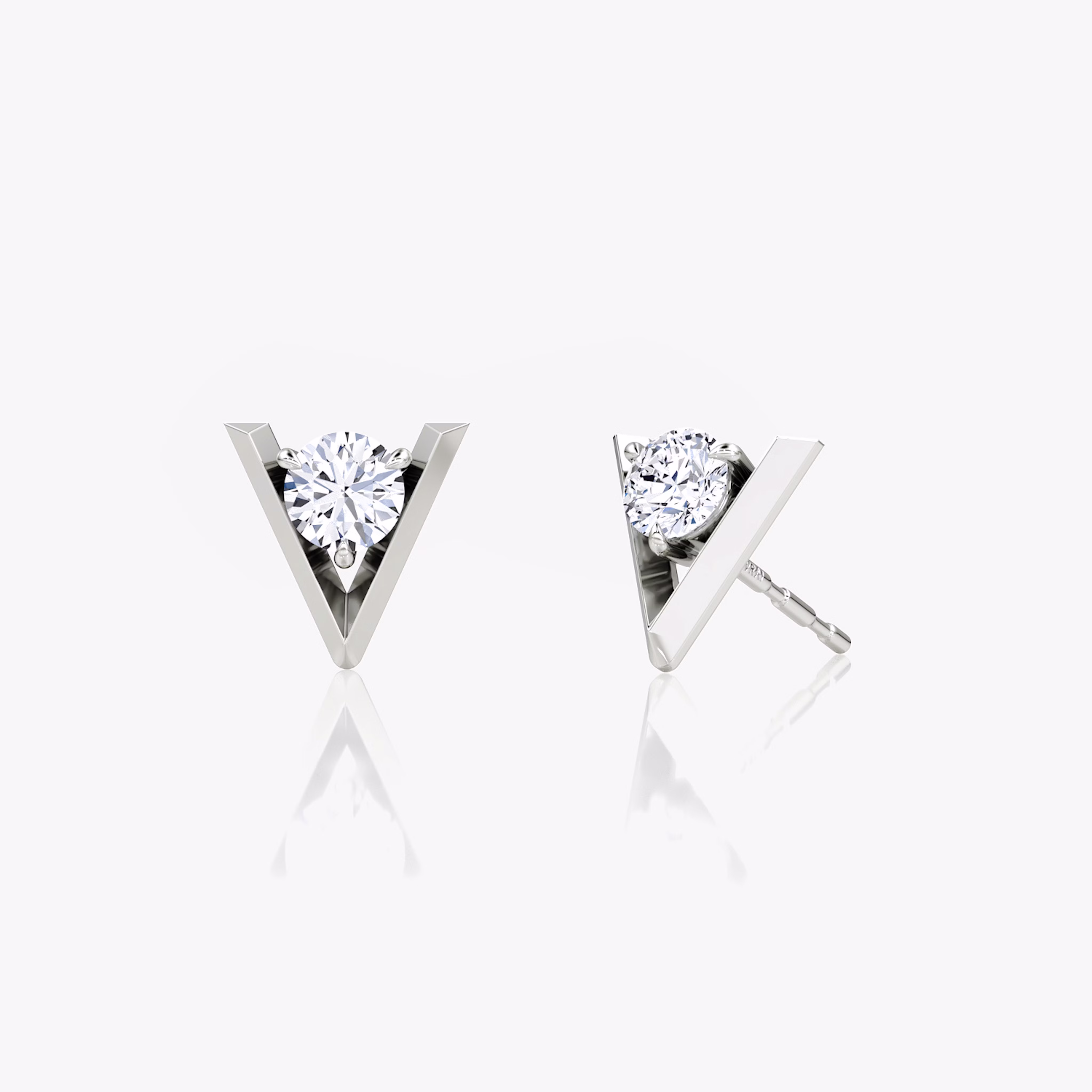 Gold Diamond V Stud Earrings