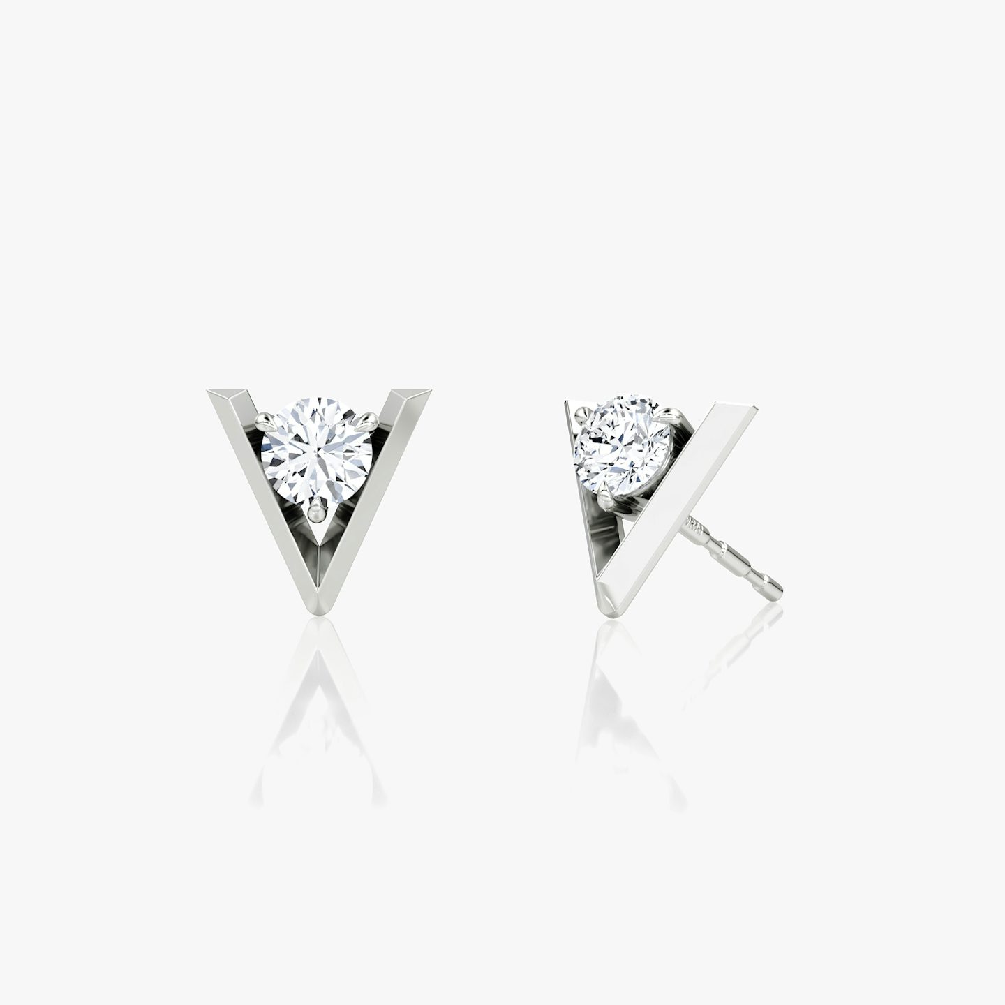 VRAI V Pendientes Solitario | Brillante | 14k | Oro blanco | caratWeight: 0.10ct