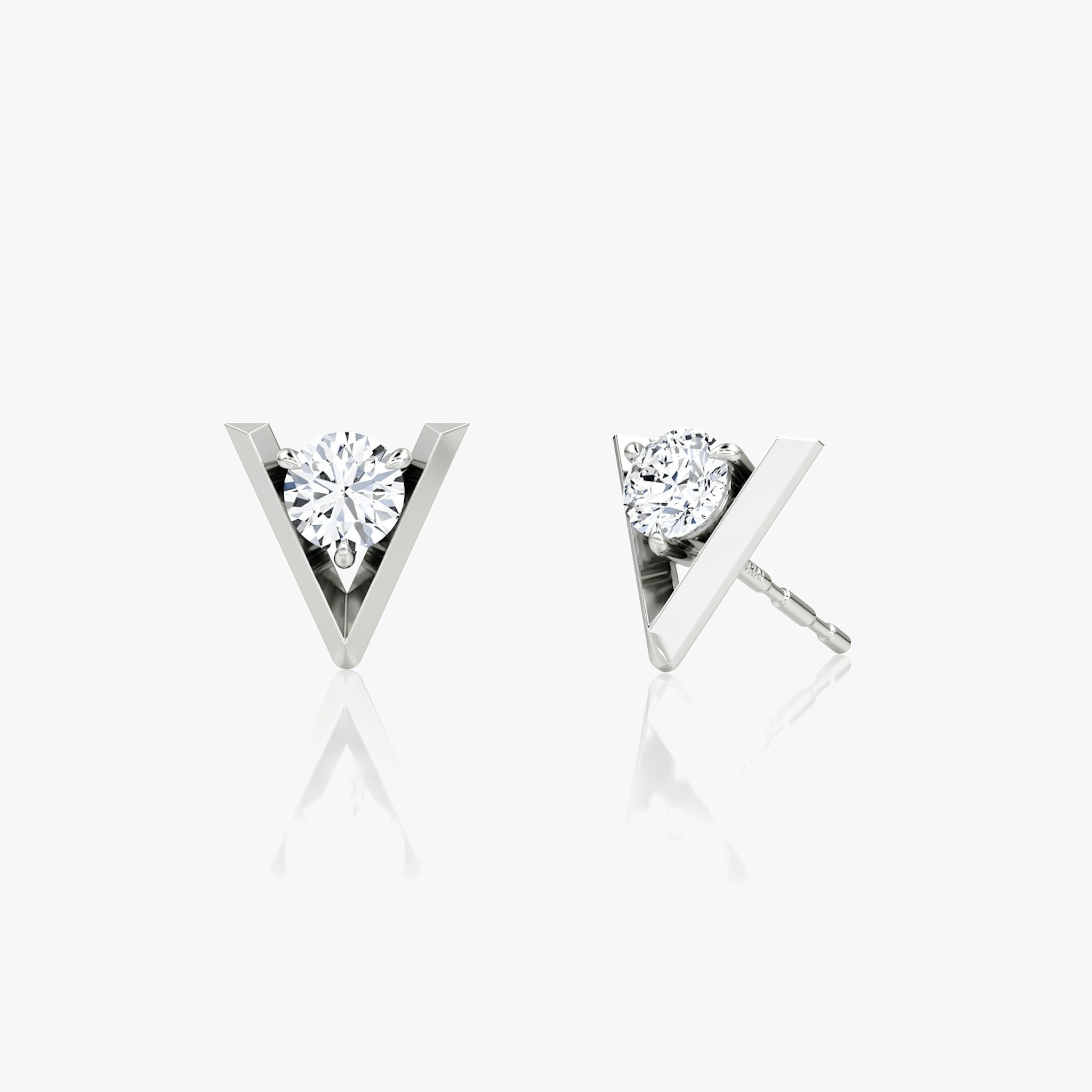 VRAI V Solitaire Studs | Round Brilliant | 14k | White Gold | caratWeight: 0.10ct