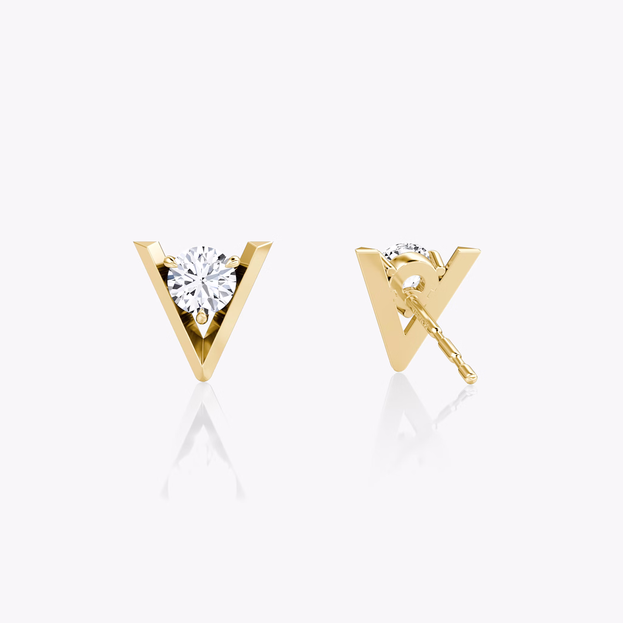 VRAI V Solitaire Studs | Round Brilliant | 14k | Yellow Gold | caratWeight: 0.10ct