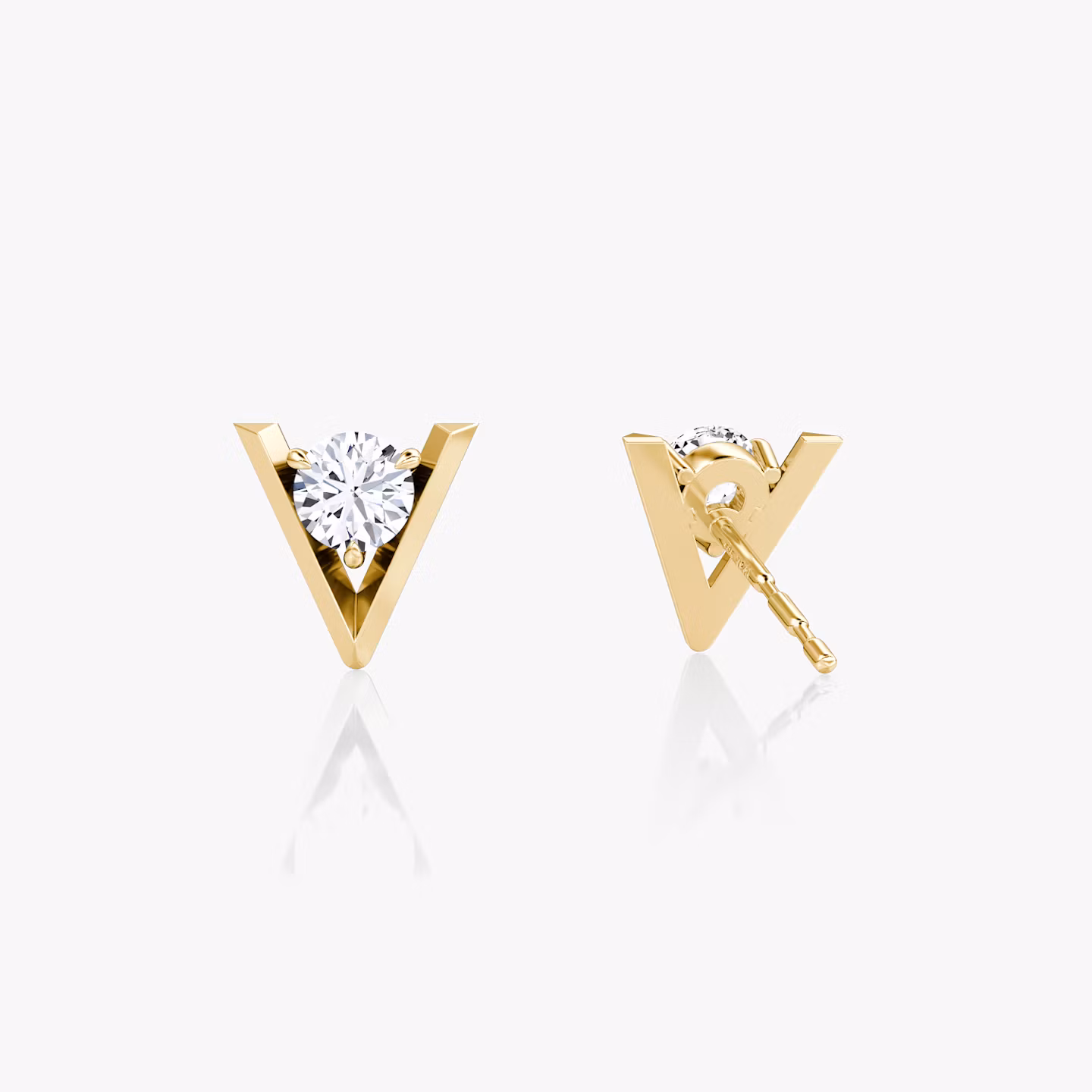 VRAI V Solitaire Studs | Round Brilliant | 14k | Yellow Gold | caratWeight: 0.10ct