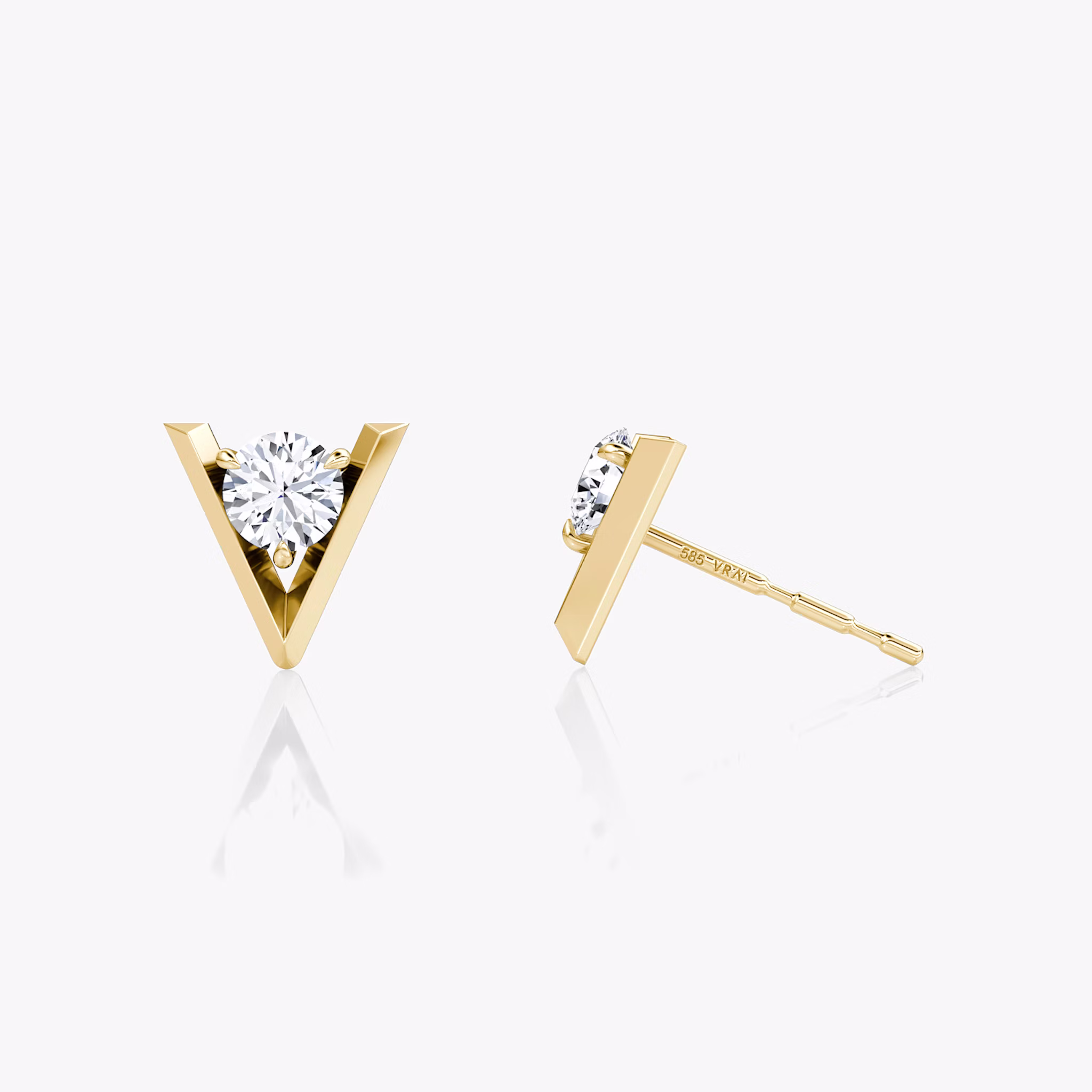 VRAI V Solitaire Studs | Round Brilliant | 14k | Yellow Gold | caratWeight: 0.10ct