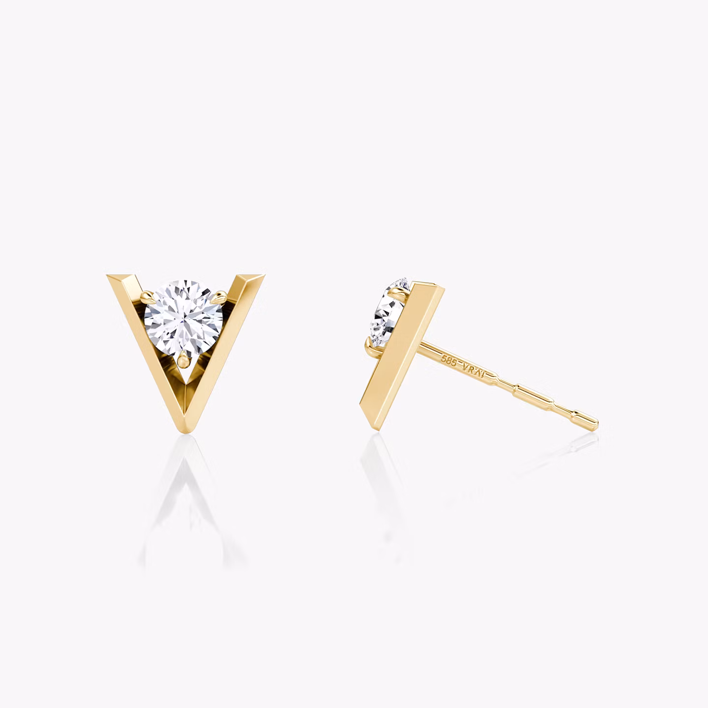 VRAI V Solitaire Studs | Round Brilliant | 14k | Yellow Gold | caratWeight: 0.10ct