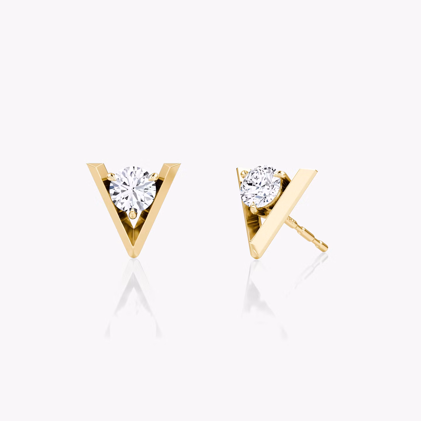 VRAI V Solitaire Studs | Round Brilliant | 14k | Yellow Gold | caratWeight: 0.10ct
