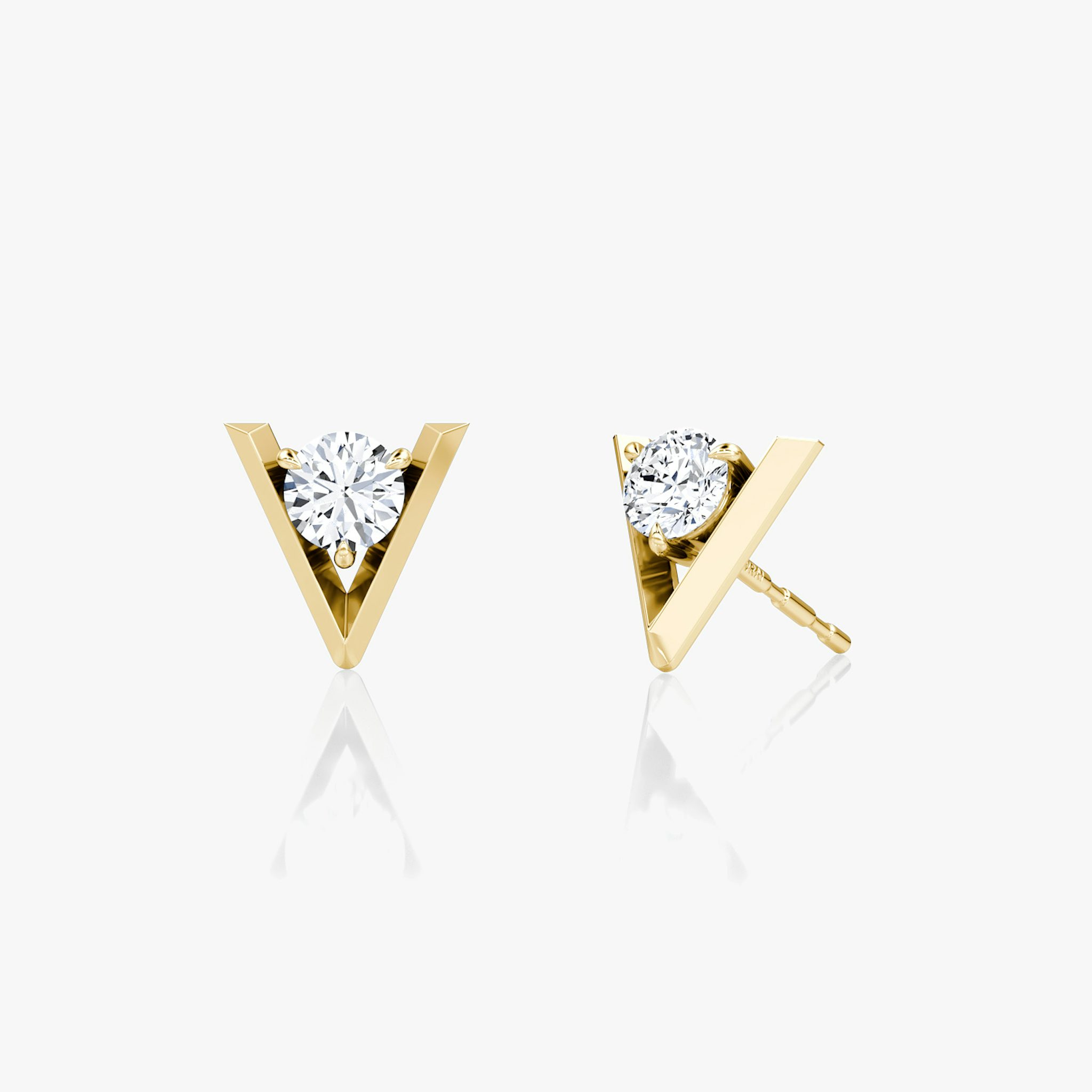VRAI V Solitaire Studs | Round Brilliant | 14k | Yellow Gold | caratWeight: 0.10ct